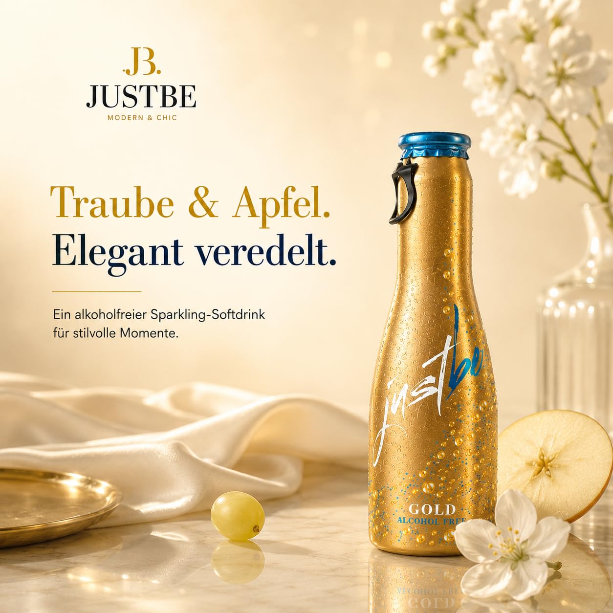 JustBe Gold Alkoholfrei | Piccolo frizzante l Alkoholfreier Gold (24 x 0,2l)