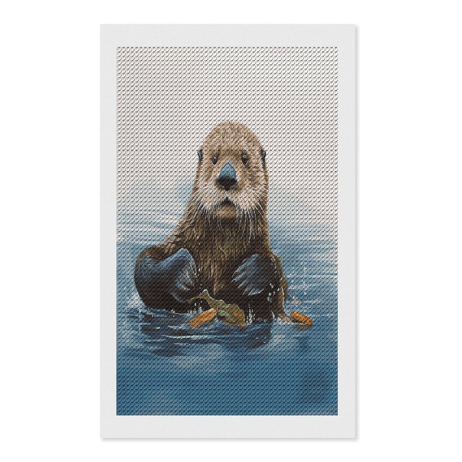FekiLoot Sea Otter Diamond Painting Kits for Beginners DIY Diamond Art Kits for Adults Full Drill Round Diamond Dot Gem Art Painting Fun DIY Crafts for Home Kitchen Wall Decor Gift 12"x20"
