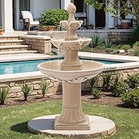 Grepatio 48.4" Italian 3-Tier Roman Pillar Outdoor Water Fountain with 12 Cascading Waterfalls - Garden Yard Decor