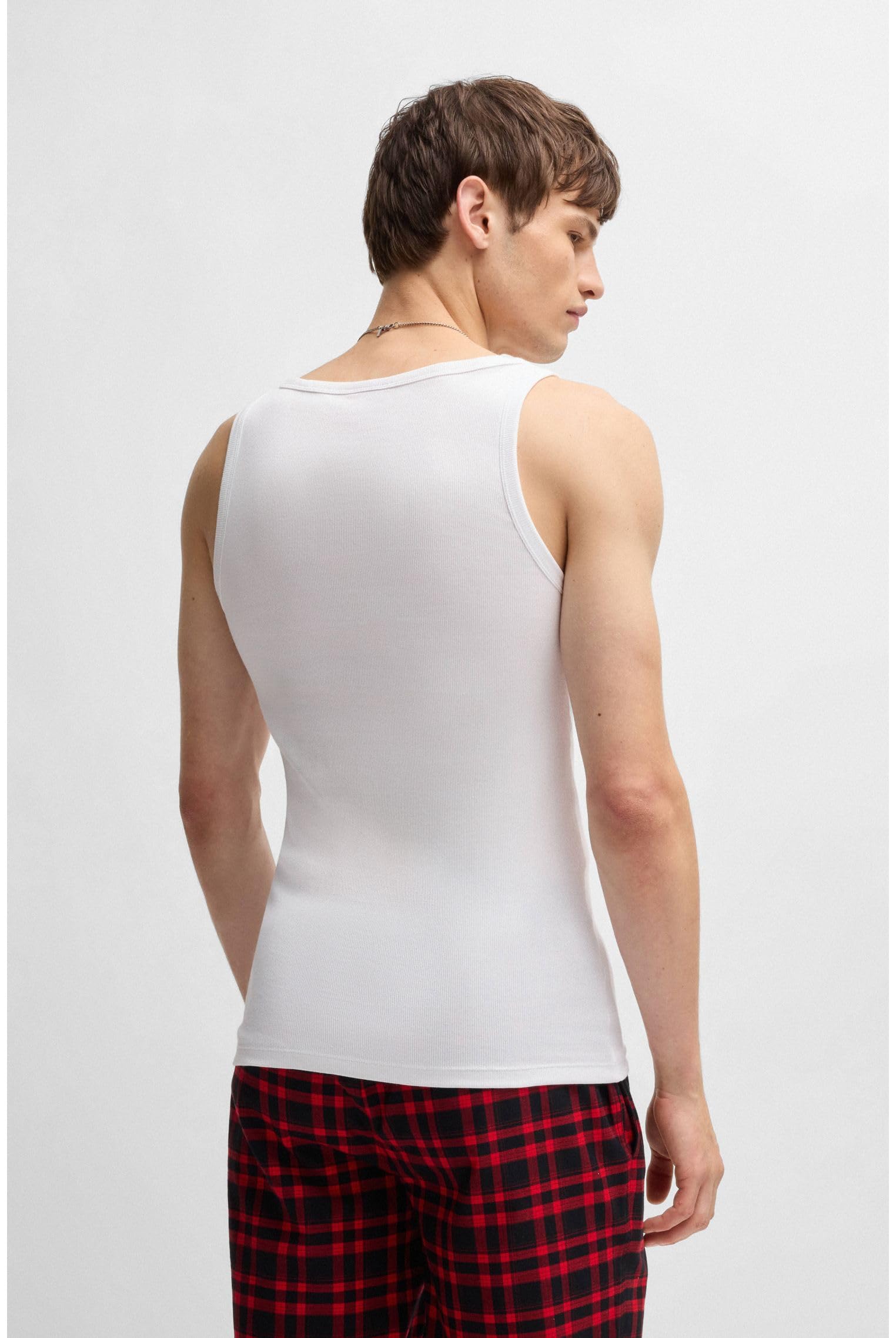 HUGO Męski tank top dwupak dwupak rozciągliwej bawełny bielizna kamizelki z logo, Nowy - biały 100, XL