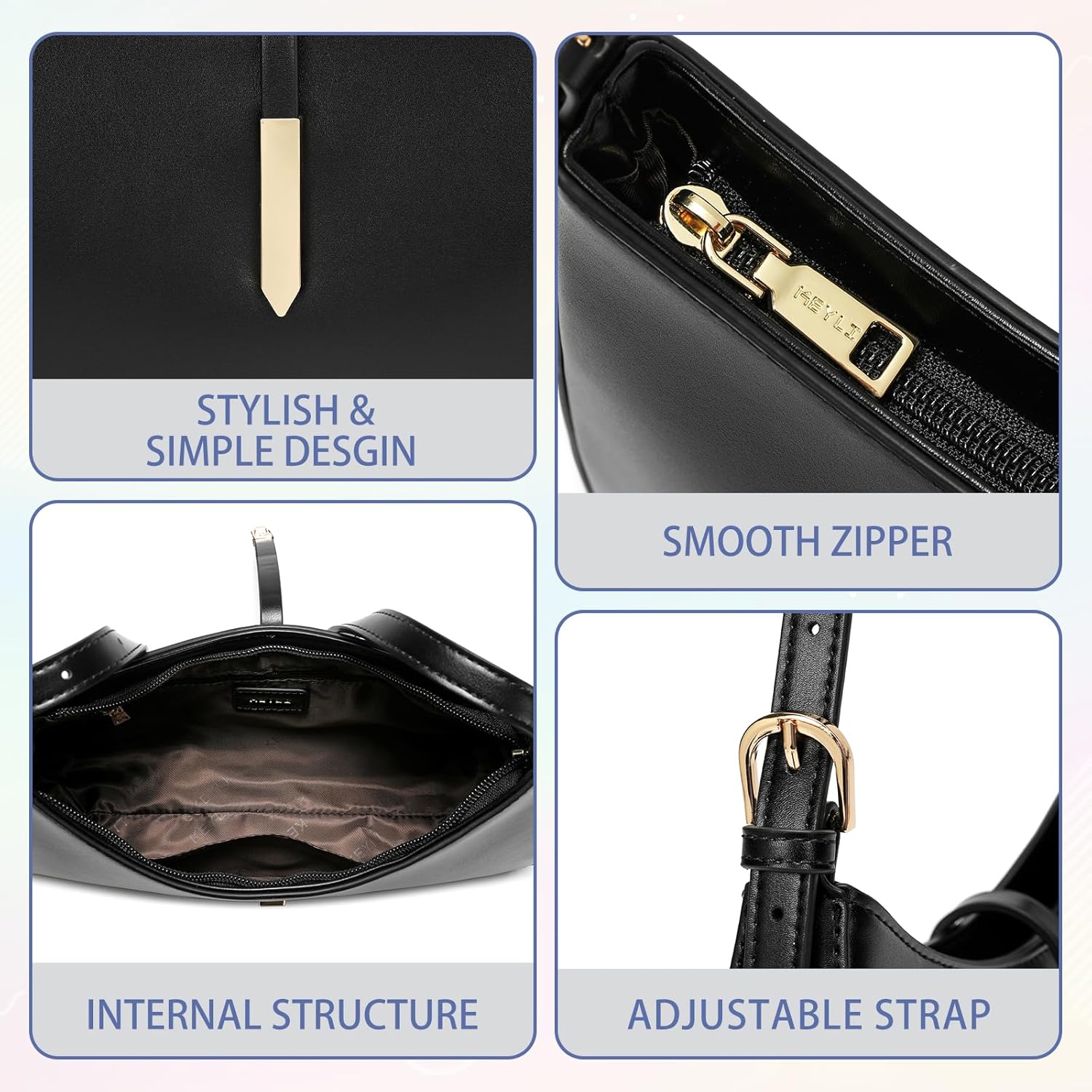 Keyli Fashion Shoulder Bag for Women Vegan Leather Adjustable Handbags Hobo Bags Purses with Long Strap - Image 6