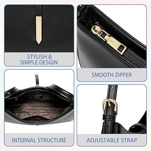 Miniatura 6 de Keyli - Bolso de hombro de moda para mujer, de cuero vegano, con correa ajustable, bolsos estilo hobo, con asa larga