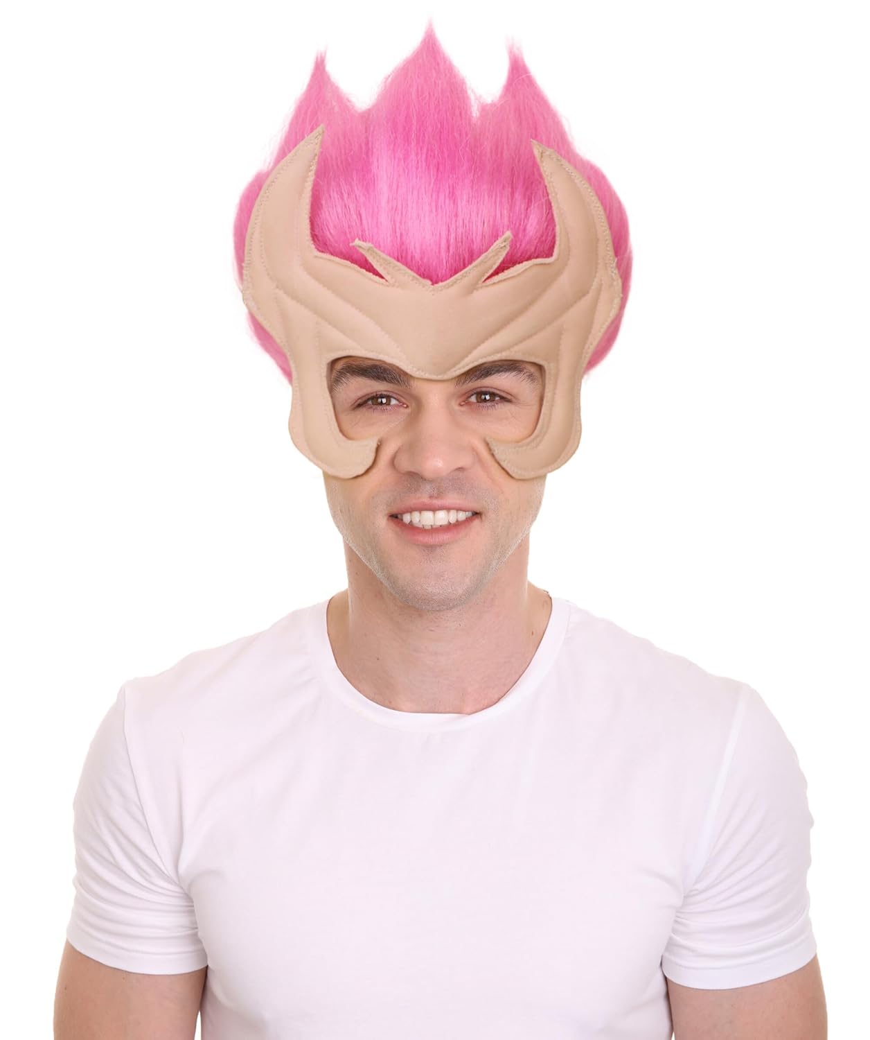 Men's American Comic Book Mutant Superhero Pink Wig | Heat-Resistant Synthetic Cosplay Hair | Costume Hairpiece for Halloween, Party, Stage, Comic Con & Themed Events