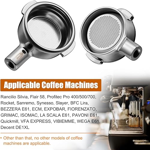 Miniatura 2 de IKAPE Productos de café, E61 Portafiltro desnudo sin fondo compatible con E61, Flair 58, ECM, Rocket, Sanremo, Synesso, Slayer, VBM máquinas de café