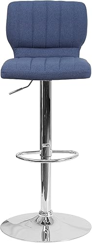 Vista 44 de Flash Furniture Taburete de bar de altura ajustable de vinilo marrón contemporáneo con respaldo vertical y base cromada