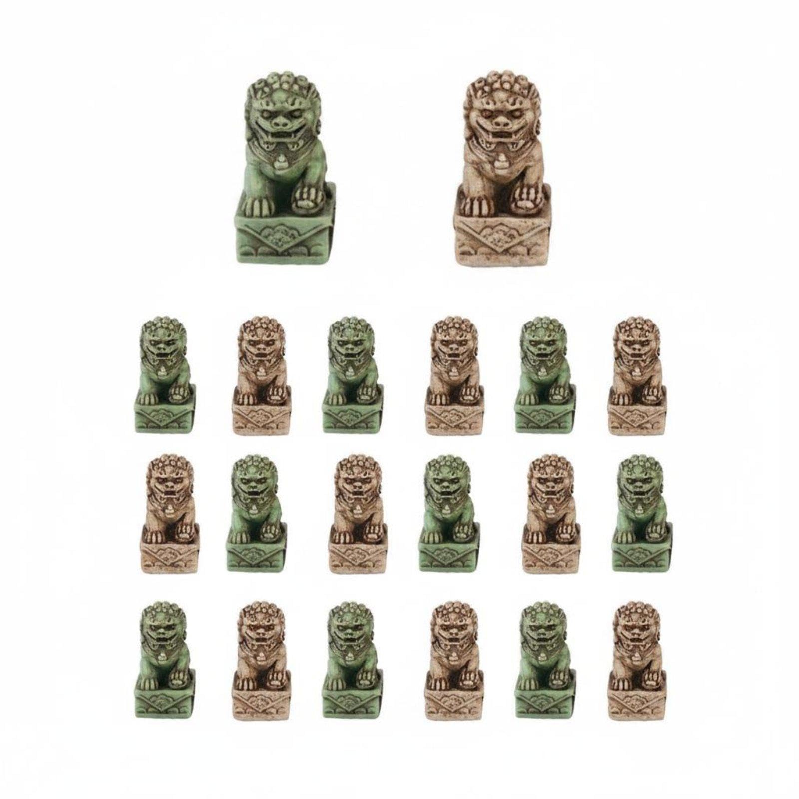 20 Pièces Figurine Lion Résine Statue Foo Chiot Ensemble Mini Sculptures Protectrices Résine pour Décor Intérieur Extérieur Adapté Au, 6 pièces