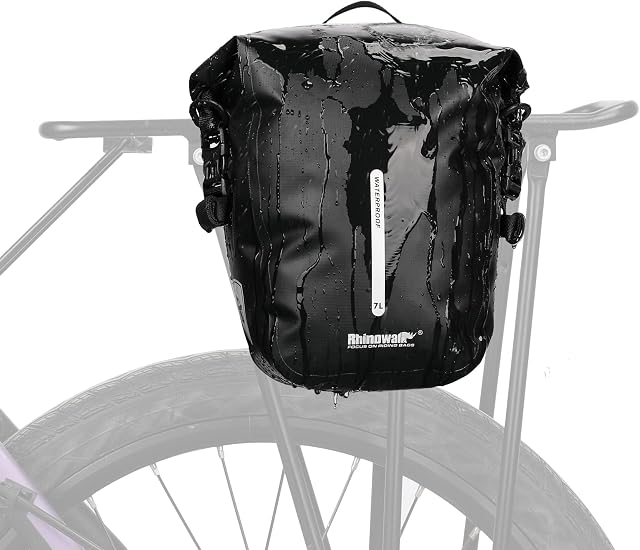 Rhinowalk Bike Pannier Bag 7L Waterproof Bicycle Rear Rack Bag With Shoulder Strap for Touring Cycling