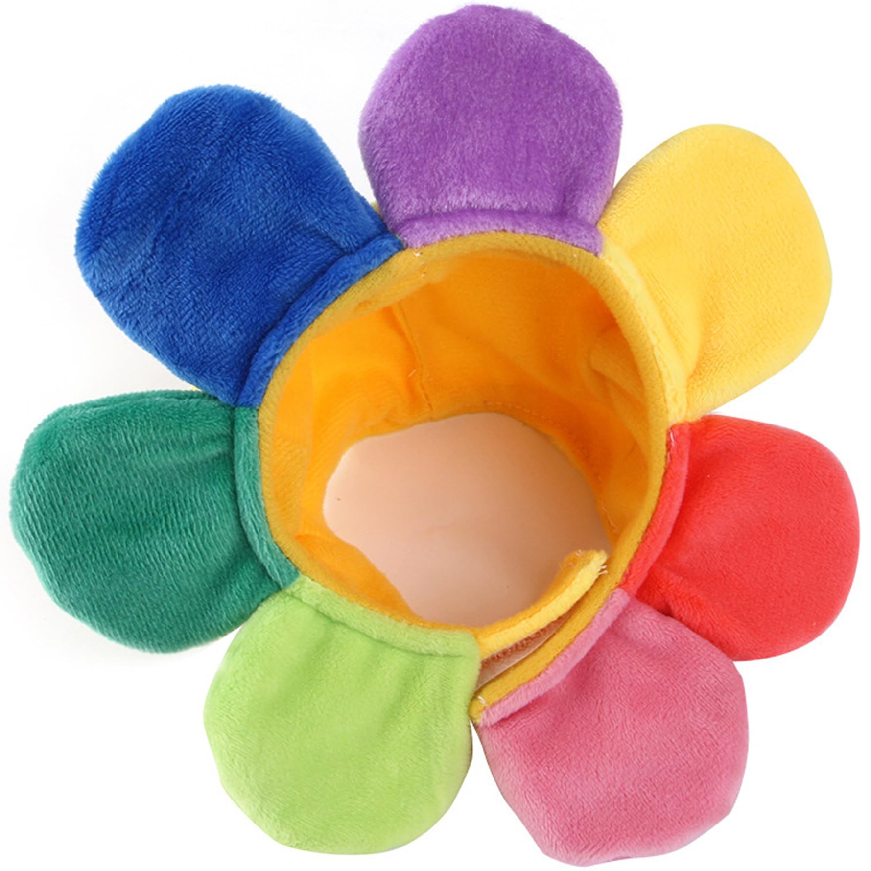 Sunflower Dog Costume,Cute Head Flower Headband Outfits,Rainbow Color Cat Flower Costume with Fastening Tape Funny Average Size Plush Pet Hat for Dress-Up, Halloween, Photos