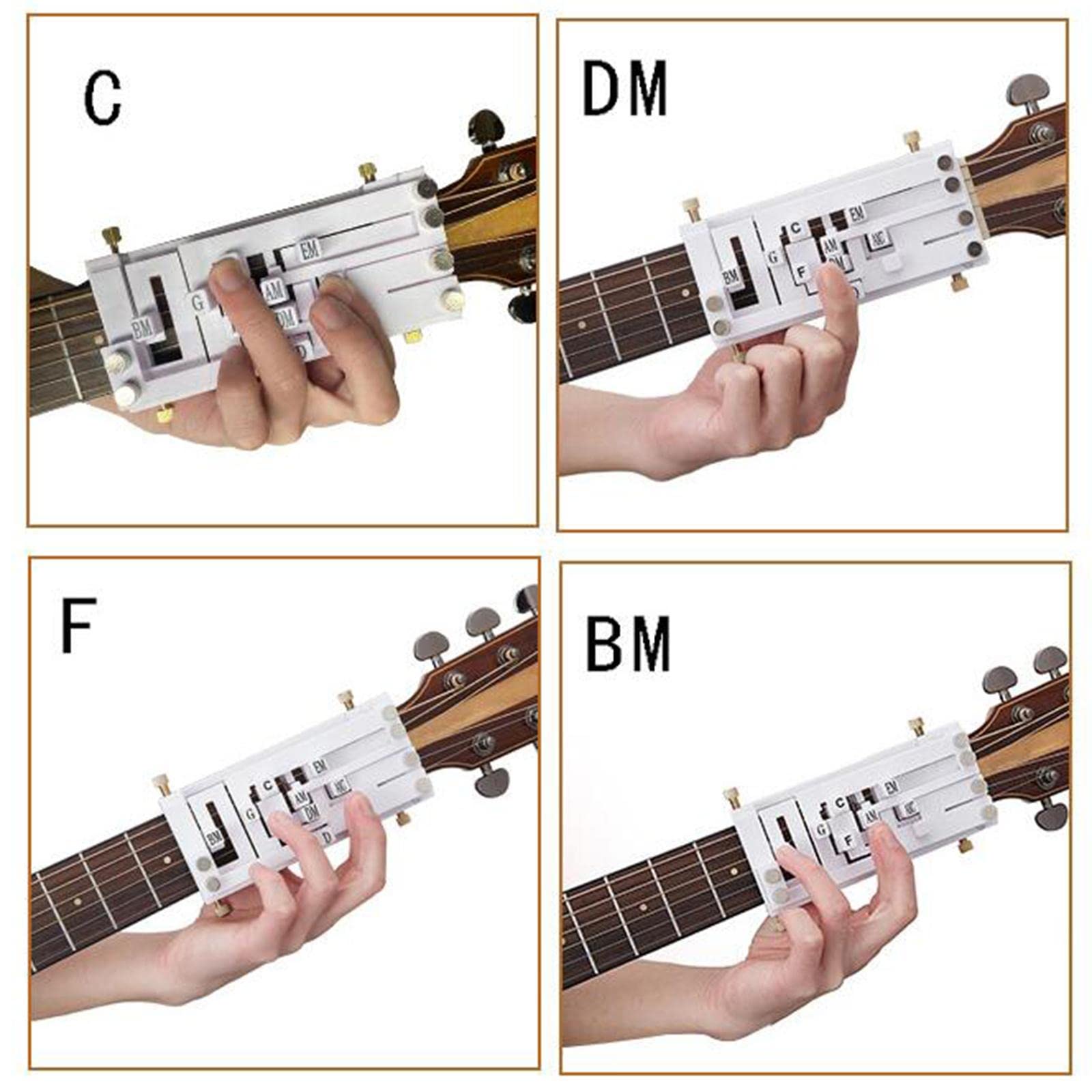 Teaching Aids per Chitarra Pratica Strumenti Assistenti Apprendimento Corde Accessori Funzionali in Plastica Adatto a Adulti Ragazzi, White