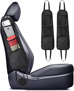 FYY Car Seat Side Organizer 2 Pack - Car Side Seat Organizer For Car Seat Side Storage Organizer, Black Side Pockets for Car Seats Storage Hanging Bag of Front Seat Car Storage Accessories