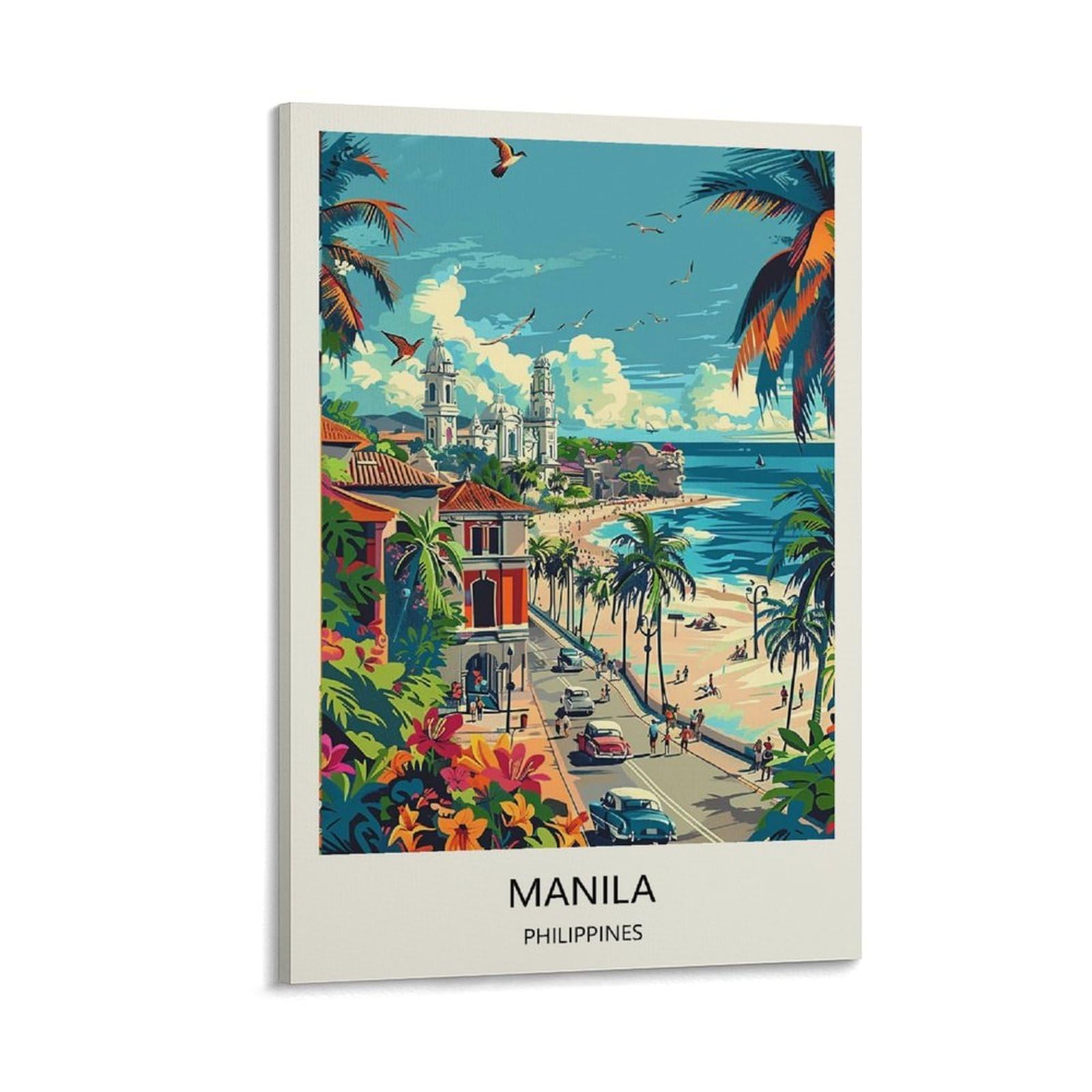 Yjneng Framed Canvas Art Picture Manila Philippines Wall Decor Art Painting Posters Modern Family Decorative Poster 08X12inch(20X30cm)