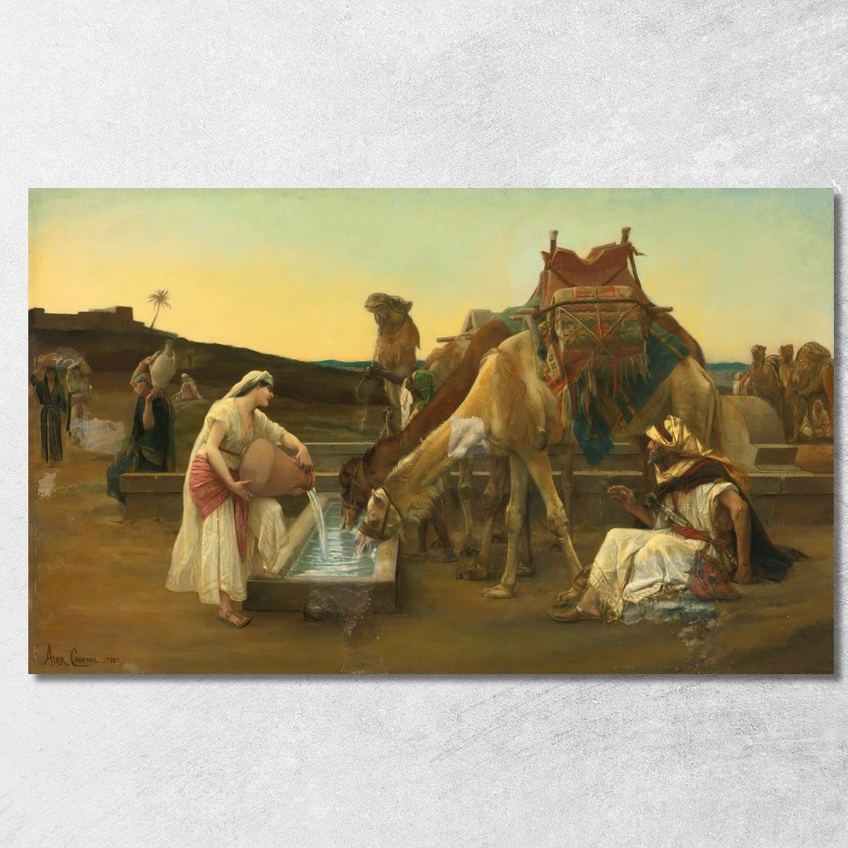 Cabanel tableau Rebecca et Éliézer pour un salon élégant et chic