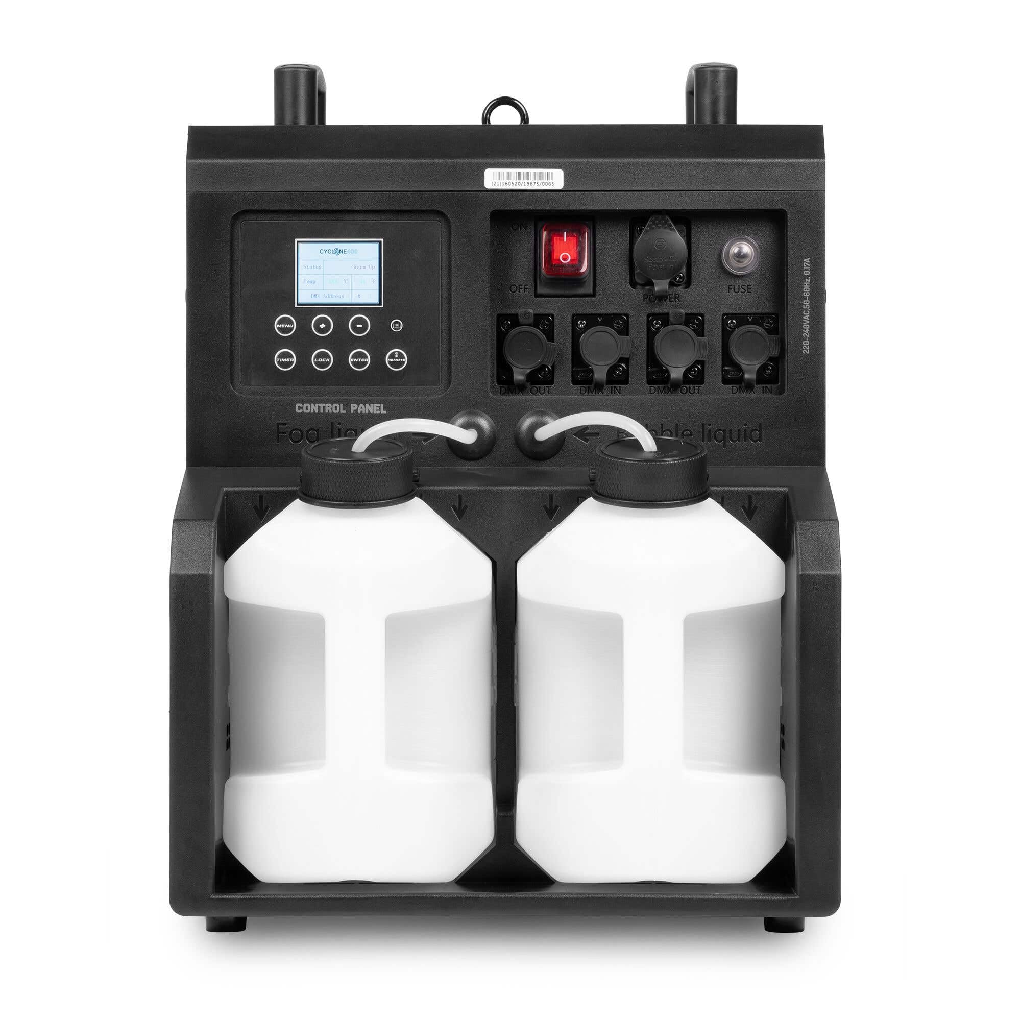 BeamZ Cyclone200 Seifenblasenmaschine mit Nebel & LED – Nebelmaschine mit 24 RGBW LEDs – Smoke Bubble Machine, DMX & Fernbedienung, Seifenblasen Maschine, Nebelmaschine Halloween, Partys & Events