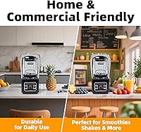 Vista 6 de Licuadora comercial para restaurante resistente, licuadora silenciosa profesional, mezclador comercial de 1800 W para batidos, licuadoras