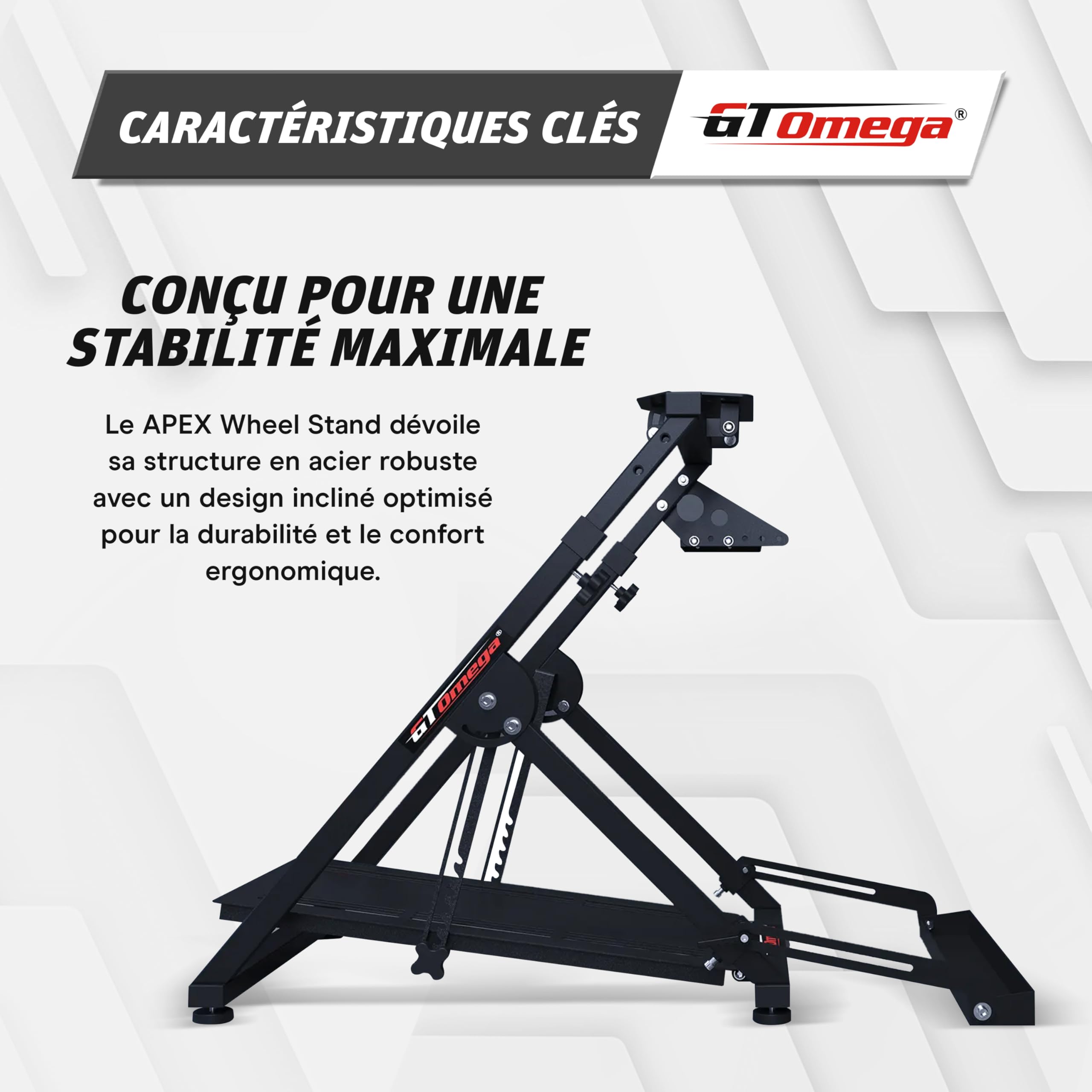 GT OMEGA APEX Wheel Stand – Compatible Logitech G923, G29, G920, Thrustmaster T300, T500 TX & TH8A, PS4, Xbox et Fanatec