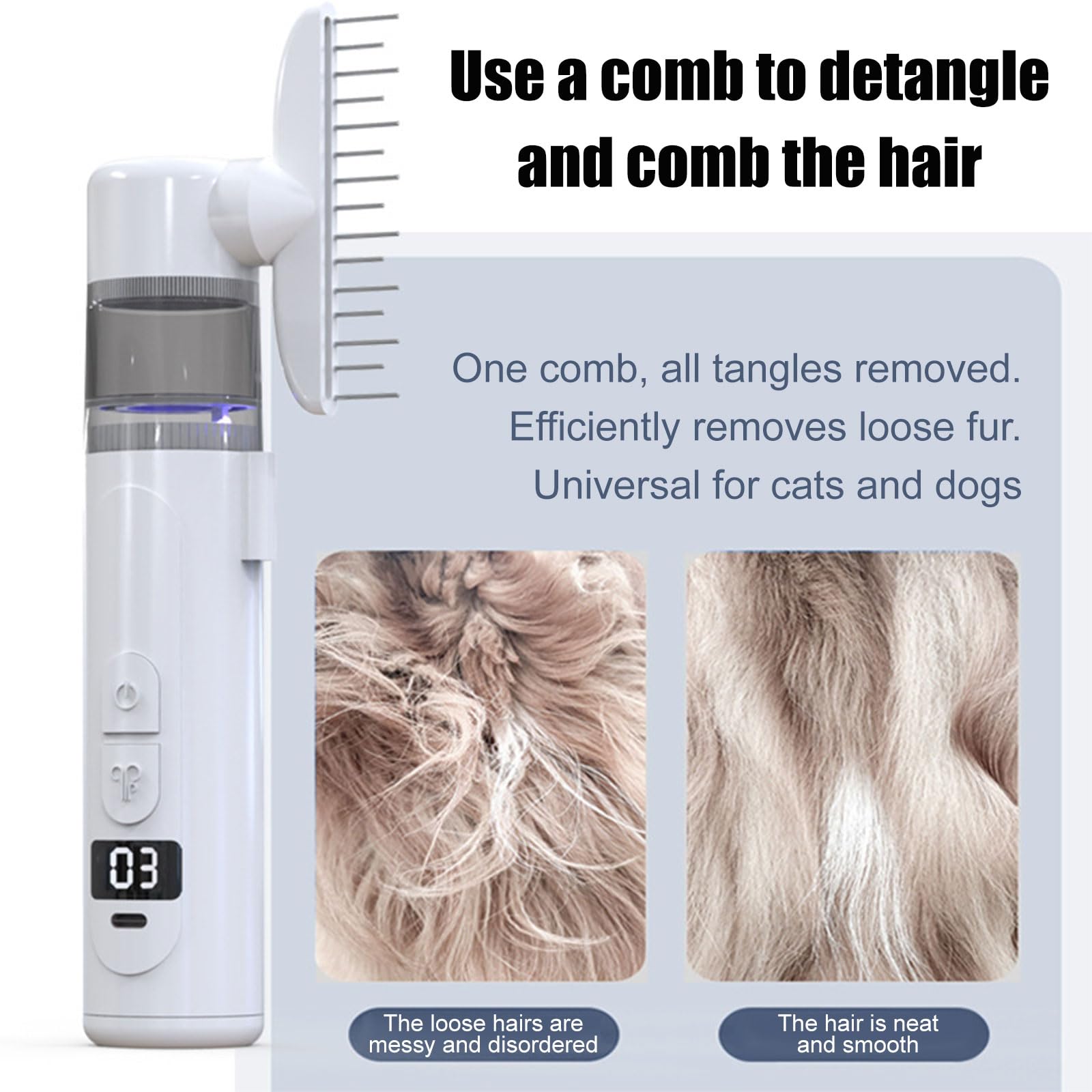 Peine Anti Piojos Eléctrico Peines Anti-pulgas para Mascotas 2 en 1 Aspirador de Piojos Profesional Herramienta de Limpieza Peines Eléctricos para Personas y Mascotas (Blanco)