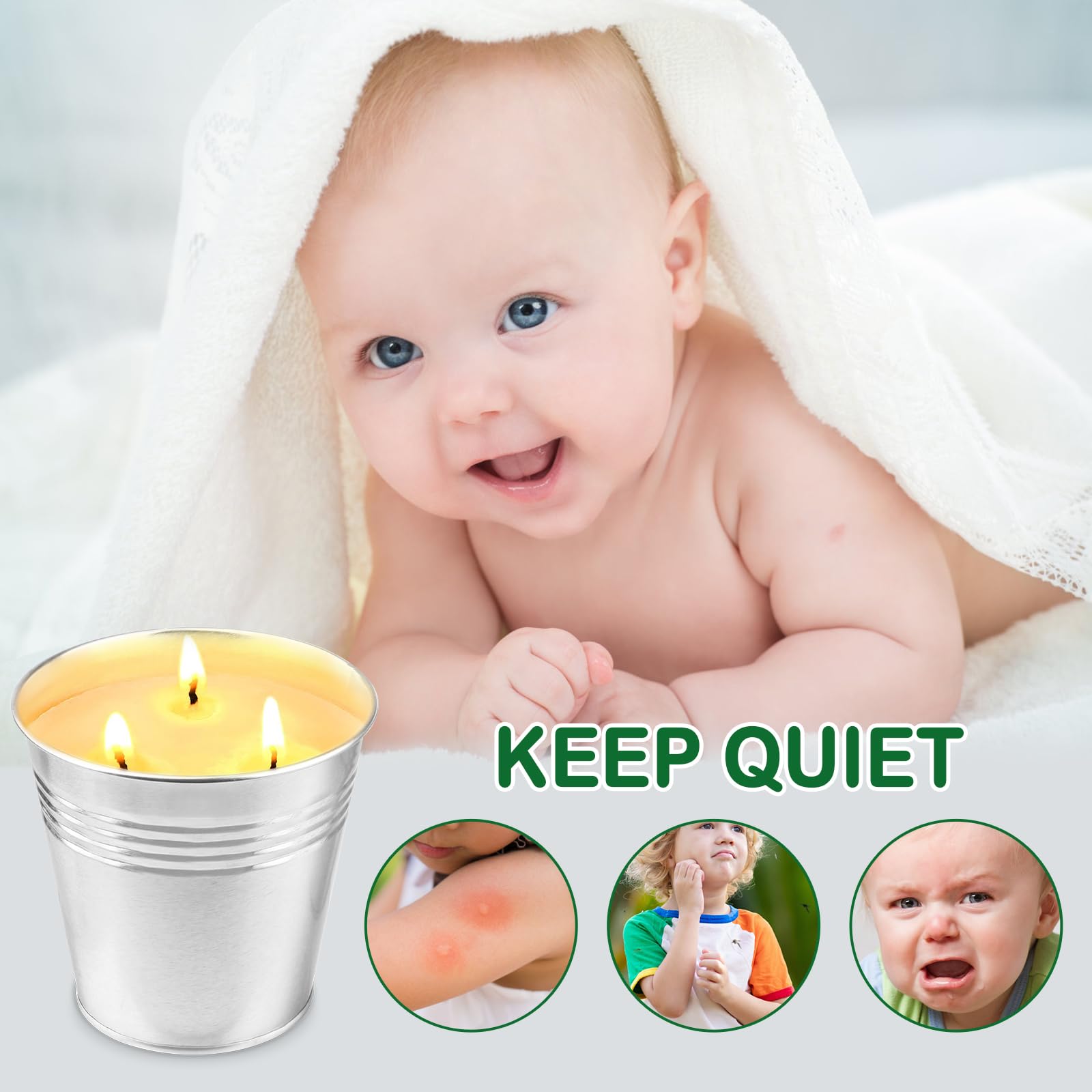 Citronella Kerze Outdoor Groß, 2 x 15 oz Draußen Kerzen - Natürliche Sojawachs Zitronella Kerze Garten mit 3 Docht Citronella Duft Candle Indoor Beste Geschenk für Camping Picknick Terrasse