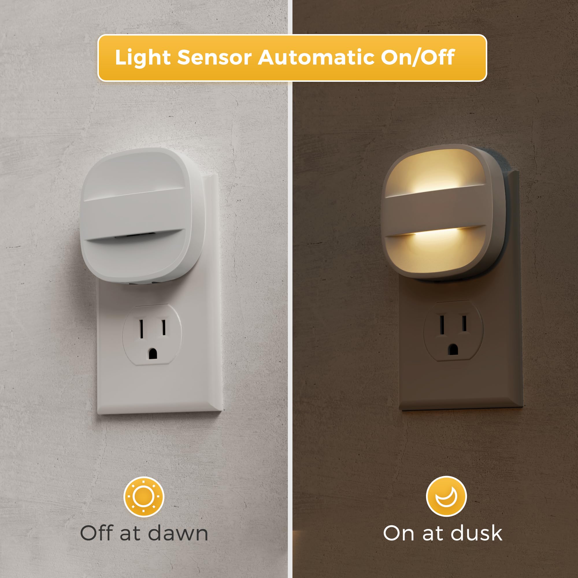 L LOHAS – Lot de 2 veilleuses pliables à brancher au mur avec session du crépuscule à l'aube, 2 niveaux de luminosité, veilleuse idéale pour salle de bain, couloir
