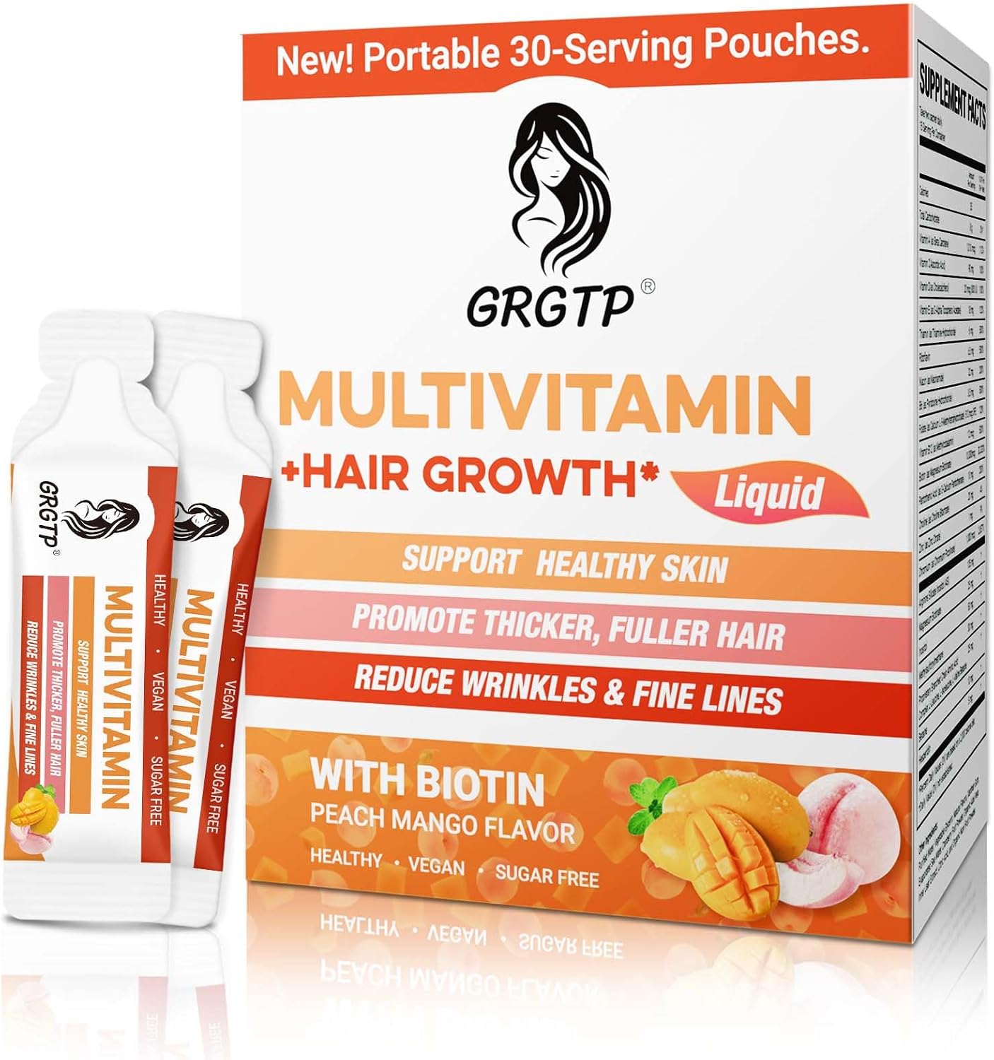 Liquid Multivitamin + Hair Growth | Biotin 10000mcg | Support Healthy Skin,Promote Thicker,Fuller Hair,Reduce Wrinkles & Fine Lines | 15.22 Fl Oz