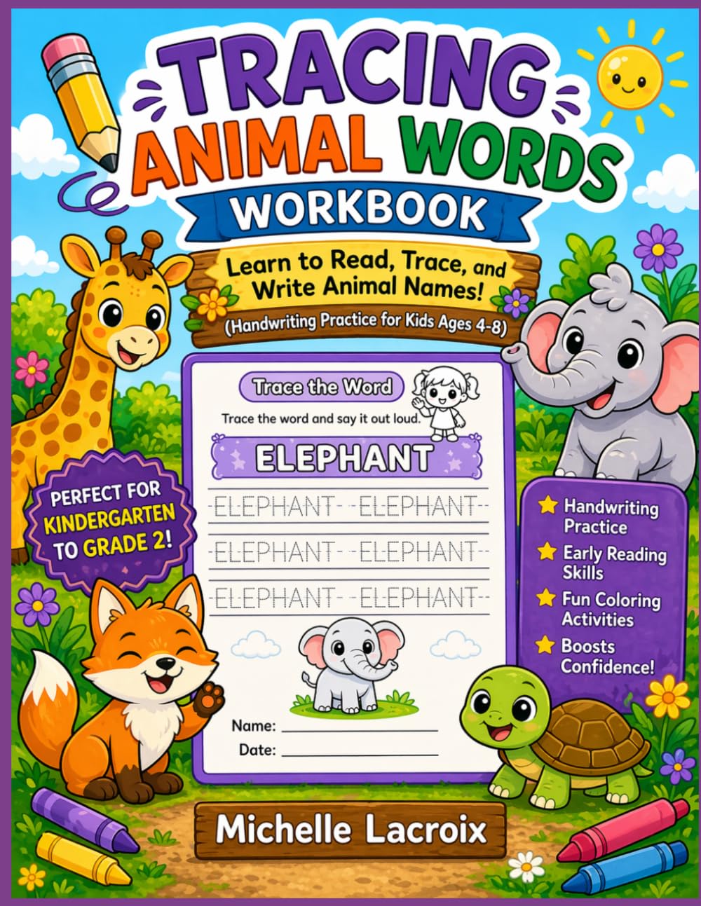 Tracing Animal Words Workbook: Learn to Read, Trace, and Write Animal Names, Kindergarten–Grade 2, Handwriting Practice with Coloring Activities (Tracing Words Workbooks)