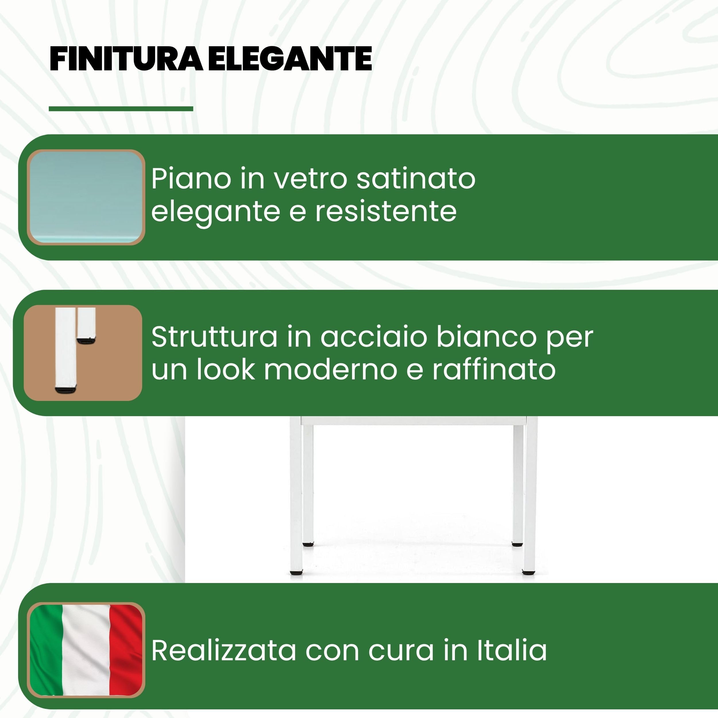 Mar.c.a. Design - Tavolo da Pranzo Allungabile Rettangolare 110x70x76 cm - Allungabile Fino a 180 Cm - Struttura in Acciaio Bianco e Piano in Vetro - Made in Italy