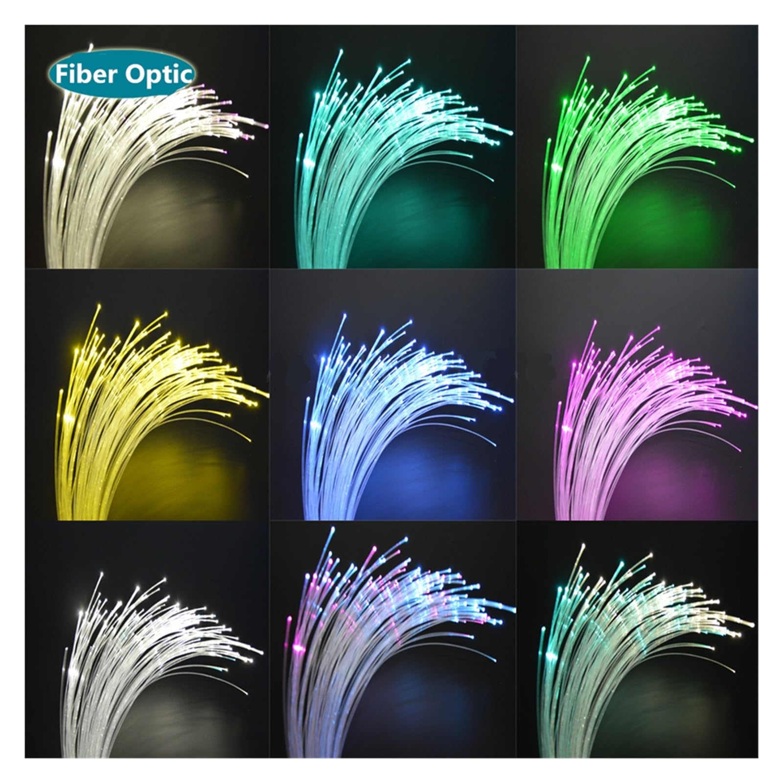 Oświetlenie Wnętrza Samochodu Multi Color Fiber Optic Star Light Kolorowe światła Oświetlenie podsufitki samochodu 3W