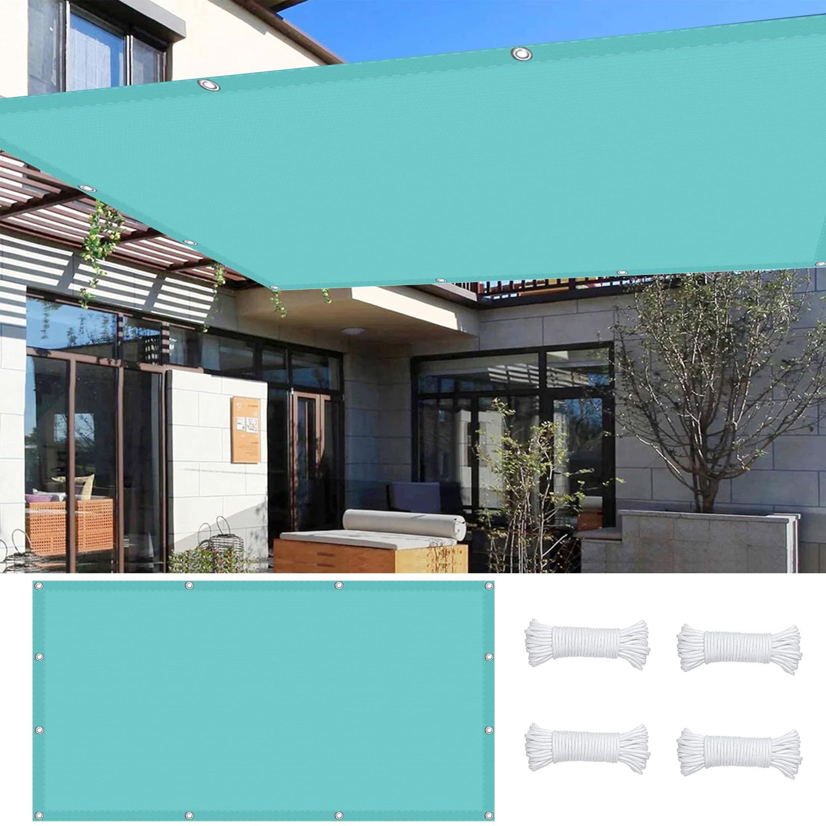 Voile d'ombrage extérieur bleu ciel protection solaire de grand jardin