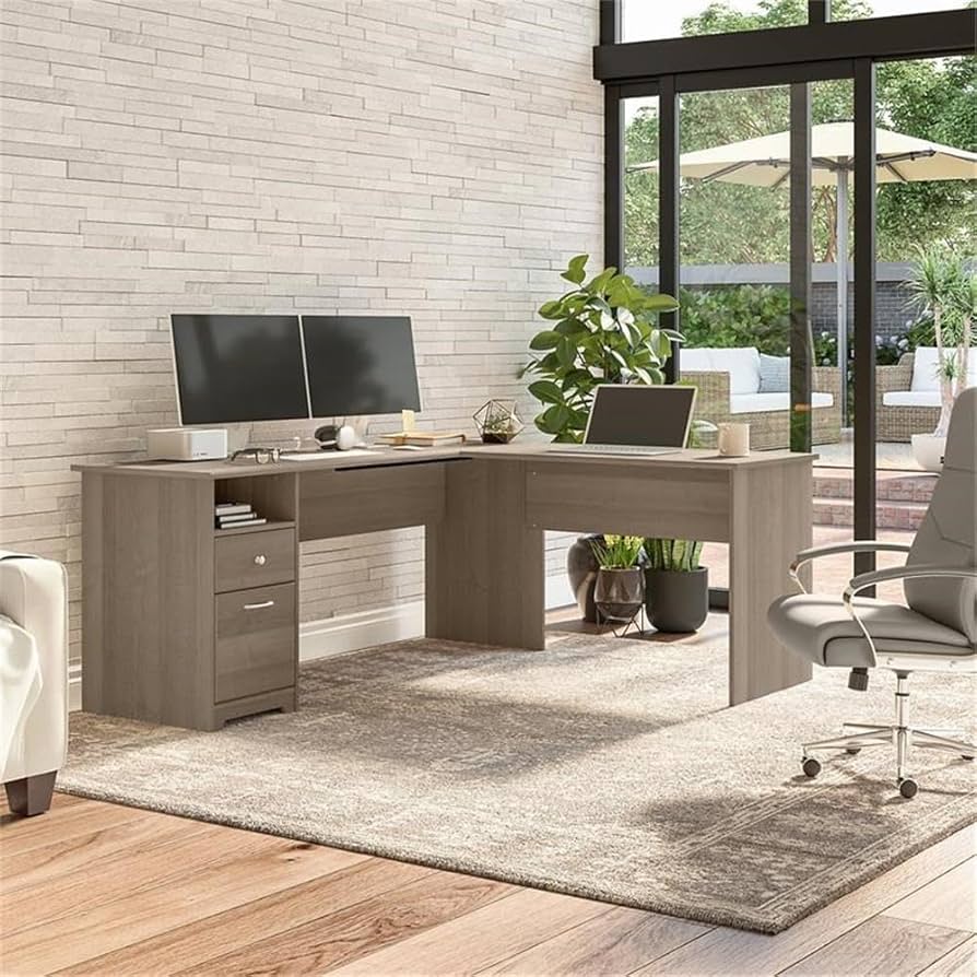 Amazon.com: Bush Furniture L Shaped Desk with Drawers for