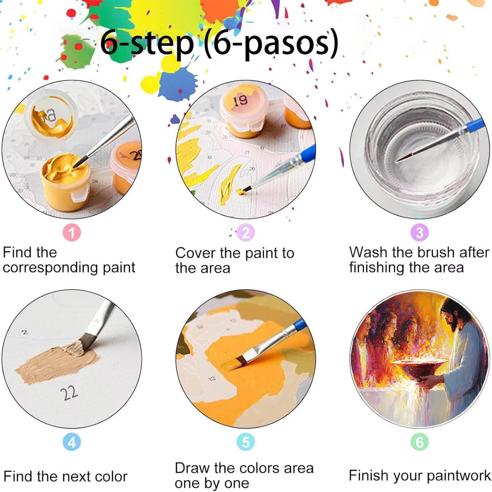 Pintar por Numeros Adultos Jesús, Pintar por Numeros Niños Kit Manualidades Adultos Agua Vino Cuadros para Pintar por Numeros Pintura Acrílico, Cuadros Decoracion Salon Modernos 80X160cm 7w-4-L