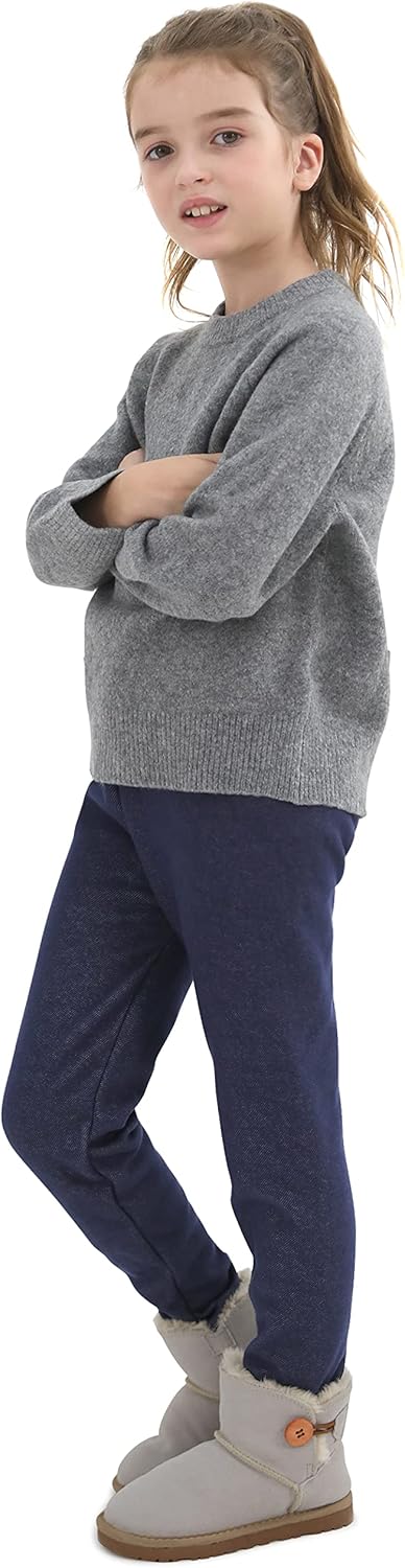 Cooraby Girls Cotton Fleece Lined Leggings Thick Thermal Pants Kids Basic Full Length Tights Winter Warm Clothes - Image 5