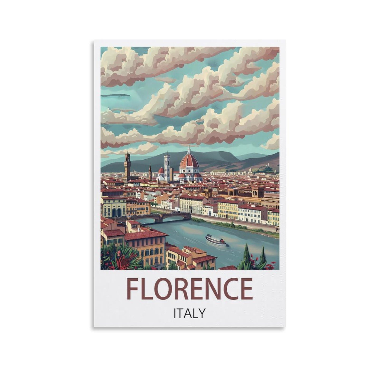 Lcyuaopp Unframe-Style Florence Italy Vintage Travel Posters 12X18inch(30X45cm) Canvas Art Poster And Wall Art Picture Print Modern Family Bedroom Decor Posters