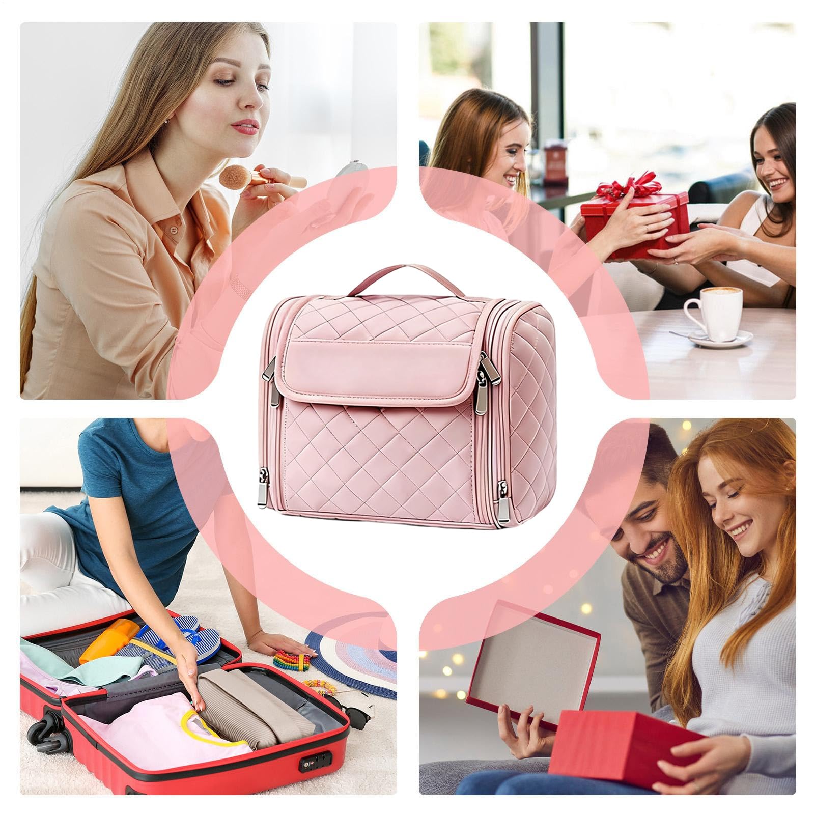 Neceser de Viaje Organizador de Maquillaje Grande con Capacidad | Neceser Portátil para Cosmética para viajes de negocios, vacaciones, avión, equipaje de mano, baño, gimnasio, exteriores,