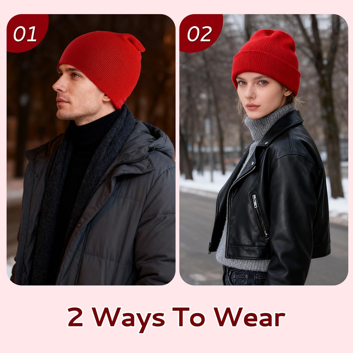 Beanie for Men Women, Knitted Hats for Women Soft Warm Winter Hat Unisex Cuffed Beanie Skully Cap for Cold Weather - Image 3