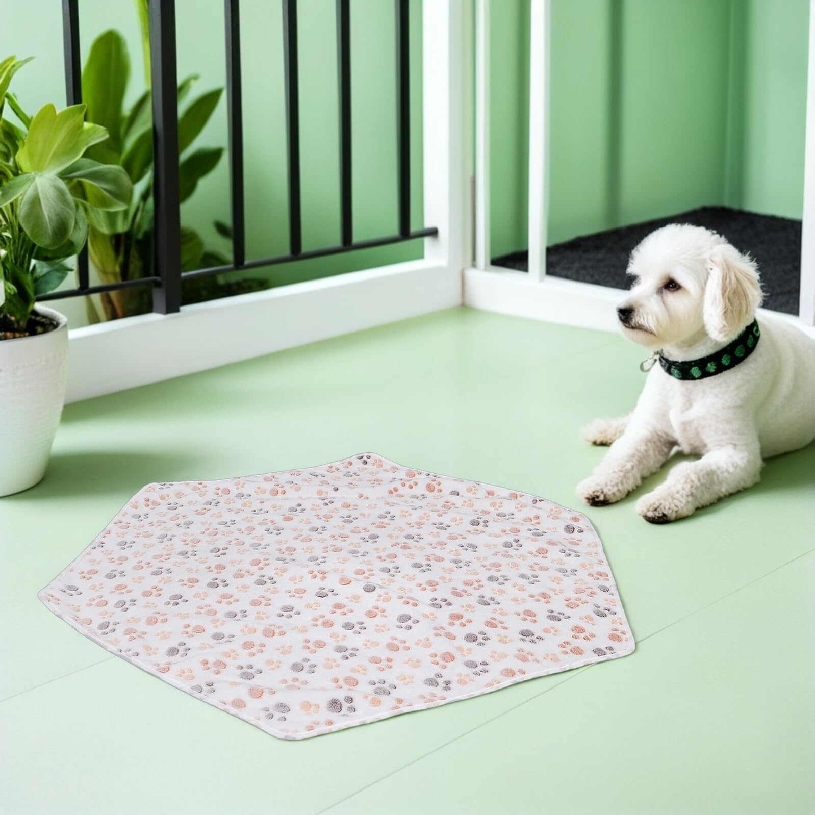Tappetino Lavabile e Riutilizzabile Animali Domestici Esagonale per Igienico Morbido e Assorbente in Pile di Corallo Recinto Giochi Invernale per Cani e Gatti