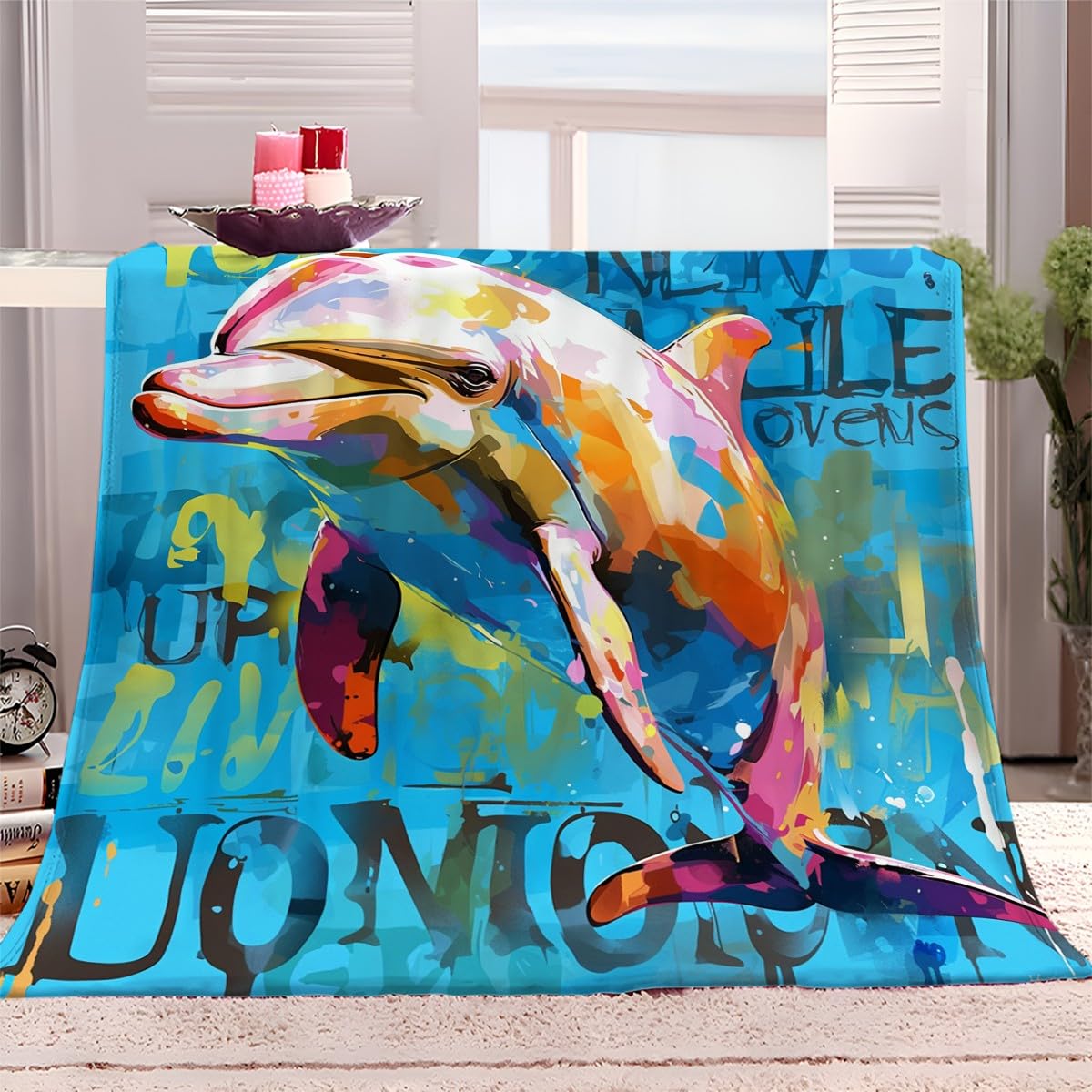 Fleece Blanket 100x130 cm Colorful Mandala Flowers Throw Blanket for Kids Adult, Fluffy Soft Warm Sherpa Fleece Blankets for Bed Sofa Armchair, Fit All Season