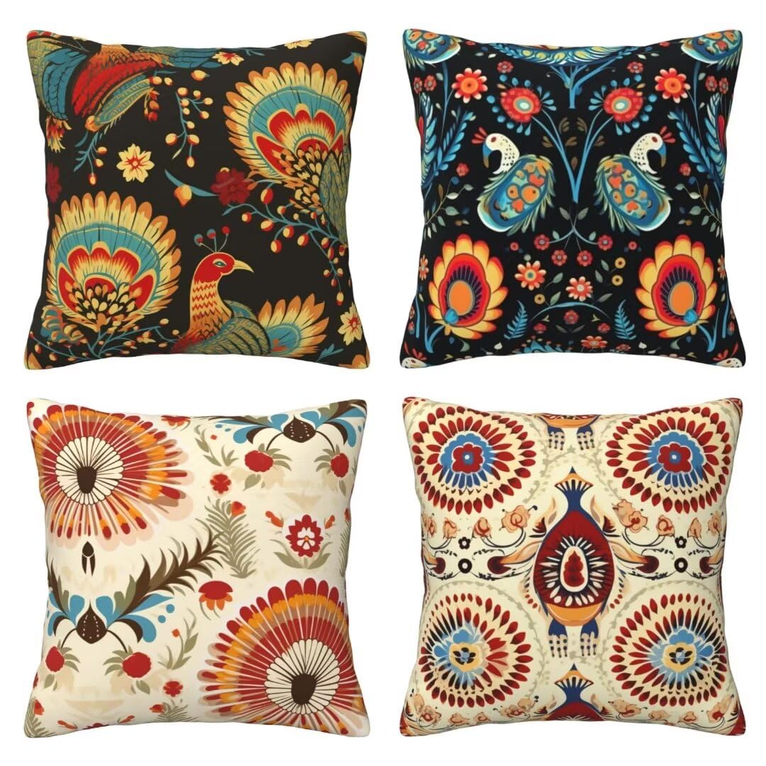 Cuscini per Divano Bohémien, Etnico Federe Cuscini Divano 65x65cm Cuscino Divano, Cuscini Letto Decorativi Copricuscino Divano, per Cuscini Home Room Divano Soggiorno Sedia Letto Decor, 4 Pezzi X67