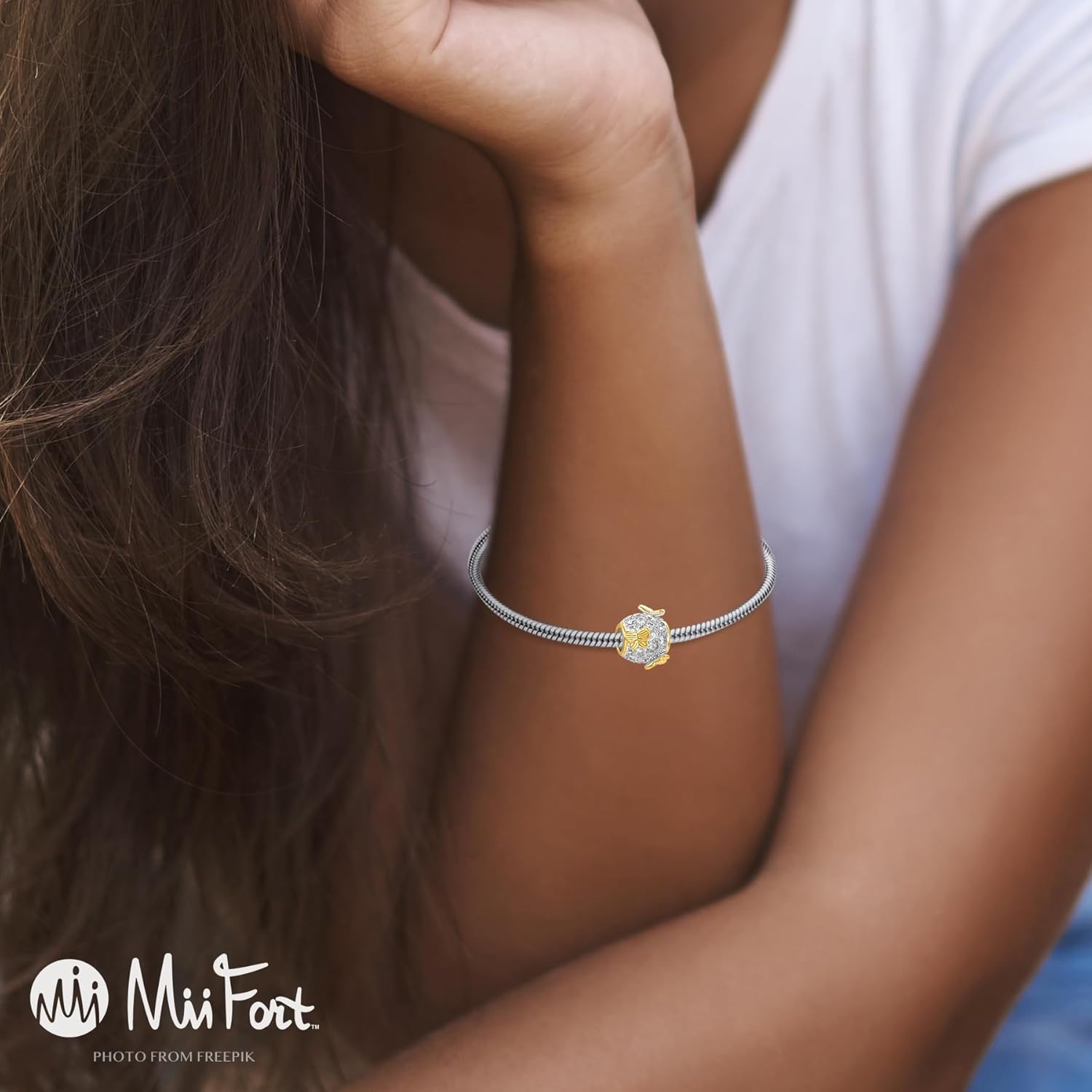 Gold Butterfly Cubic Zirconia Birthstone Beads Charm Compatible with Pandora Charms Bracelets - Image 4