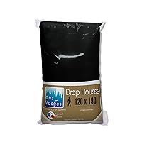 Nuit des Vosges 2106343 Cotoval Lenzuolo con Angoli Cotone in Tinta Unita Nero 120 x 190 cm