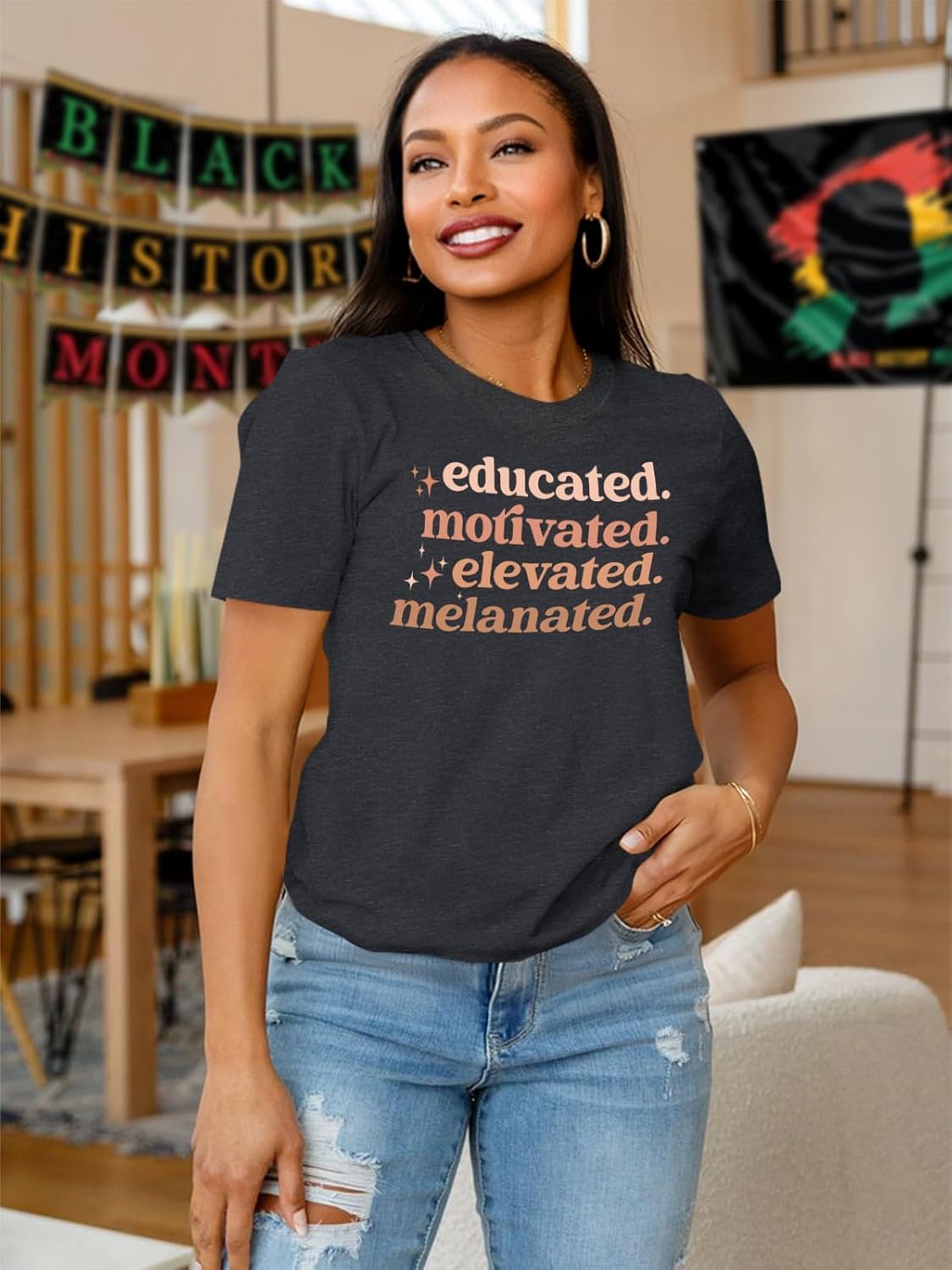 Black History Shirts for Women Short Sleeve Black History Month Tshirt Loose Tops - Image 3