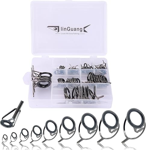 85 piezas de cebo de surf cebo de cebo de pesca de caña de pescar, guías y puntas de agua salada, kit de repuesto de reparación de ojales de