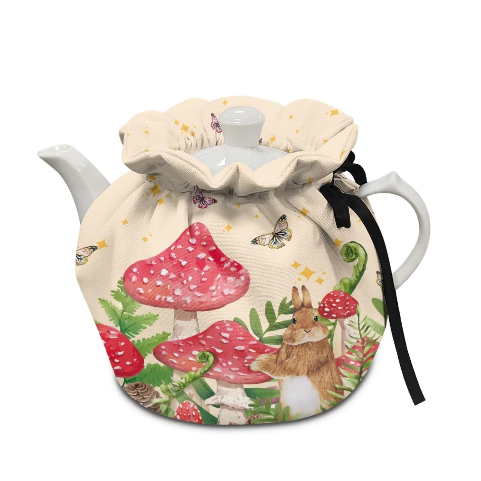 Hechitok Rabbit Mushroom Tea Pots Cover Cozy Desk Accessories Tea Cozy Tea Pot Cover Keep Warm Teapot Cozy Breakfast Warmer for Home Travel