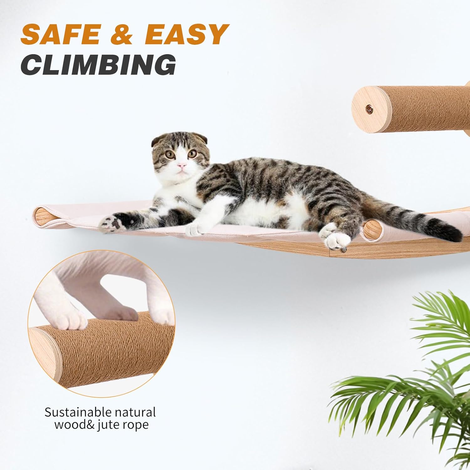 Cat Hammock with Two Steps, Wall Mounted cat Rack for Sleeping, Climbing, Playing, and Resting. Wall Mounted Bed and Niche Suitable for Cats Modern cat Bed Furniture