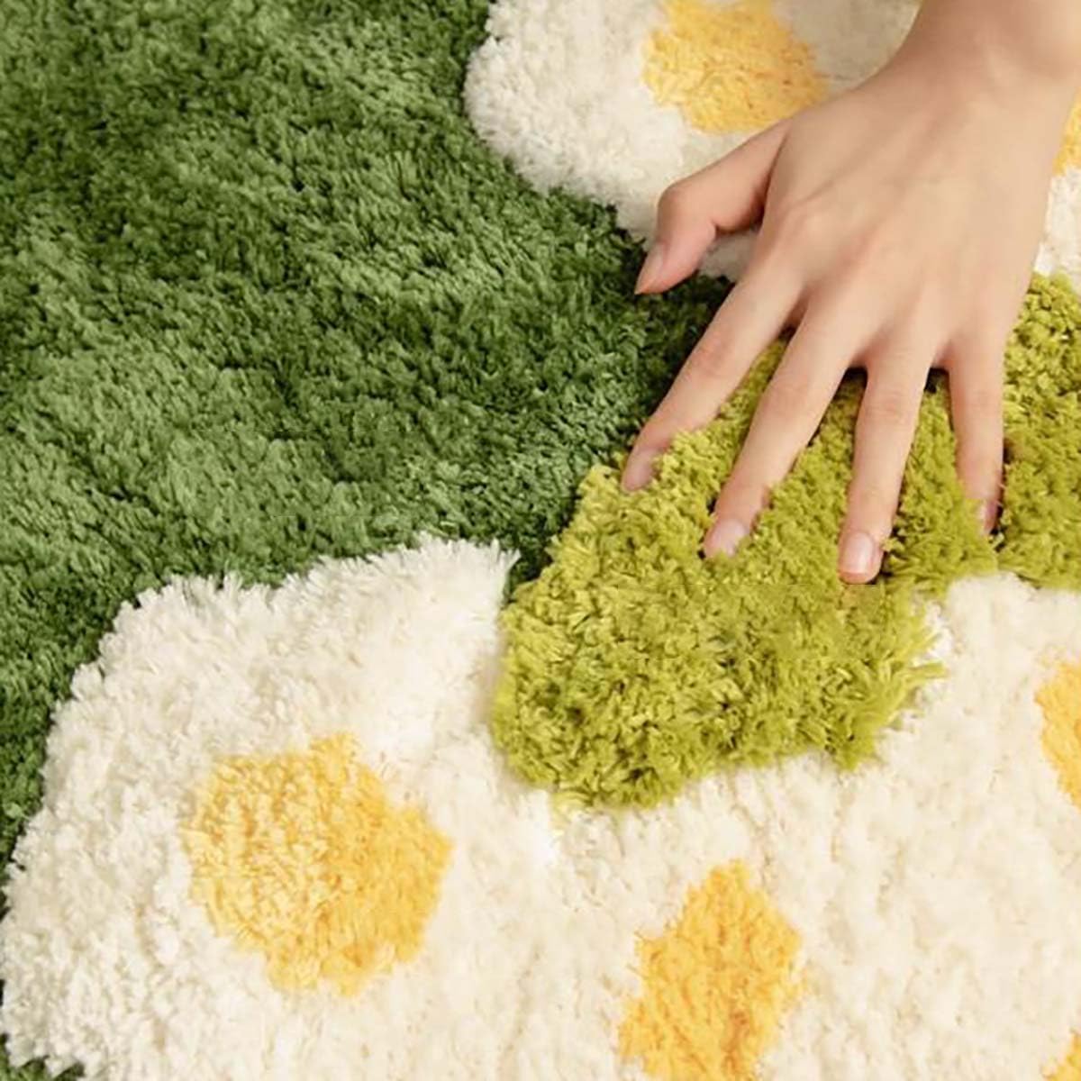 Moss Rug 3D Stereo Irregular Rug Flowers Forest Daisy Grass Moss Rug for Living Room Bedroom Home Aesthetic Decor Floor Mat Indoor Floor Plush Shaggy Area Rug Anti-Slip Modern Rugs (60*120cm)