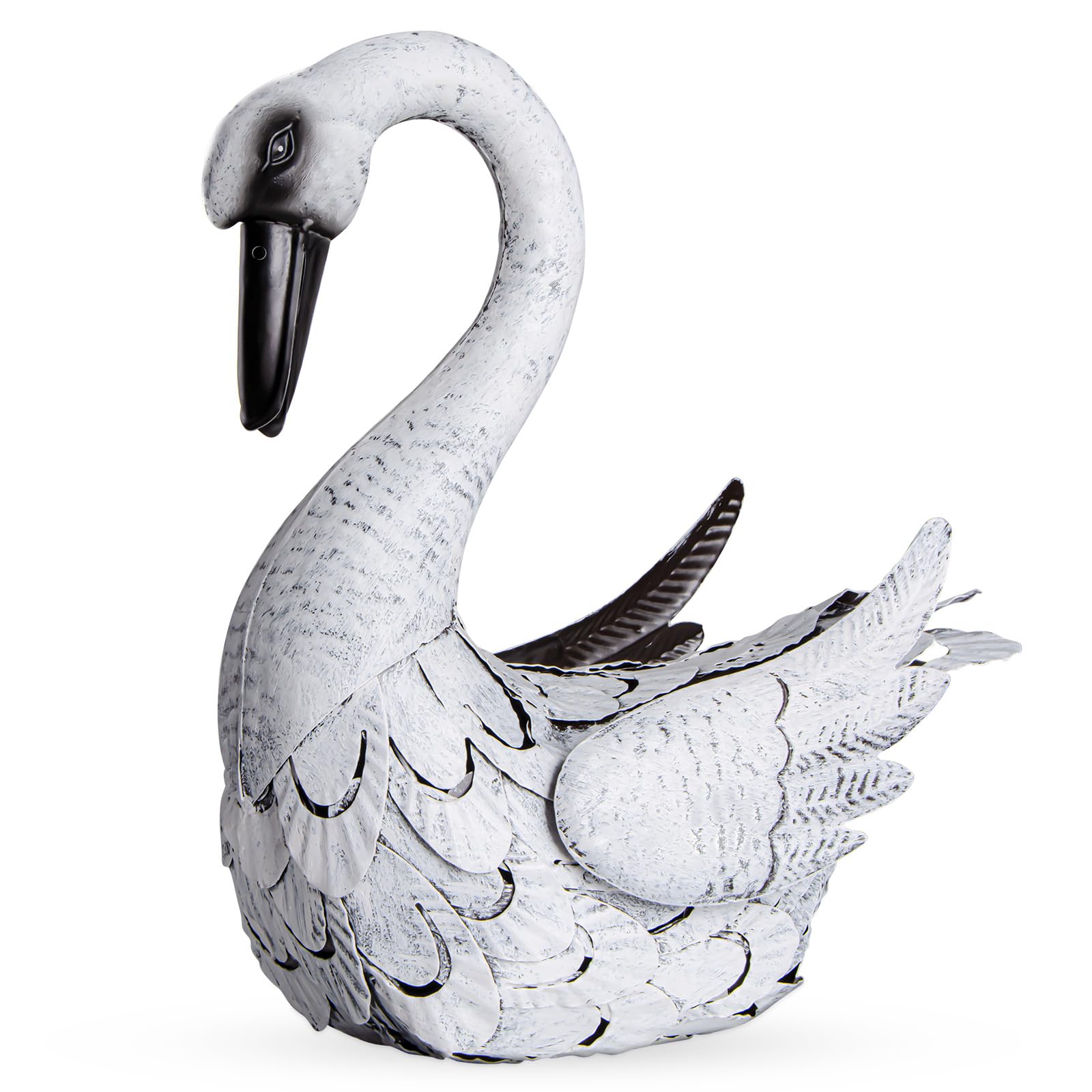 Estatua de jardín en forma de cisne blanco, en metal, decoración exterior para fuente de jardín, piscina, terraza