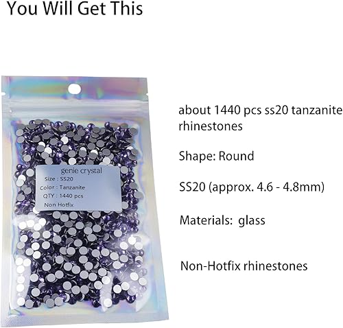 Vista 229 de Genie Crystal ss34 Red Glass Rhinestones 288 Pcs, 7.0 mm Big Light Siam Flatback Rhinestone, Diamond Cut Gems for Crafts, Face Mask, Makeup