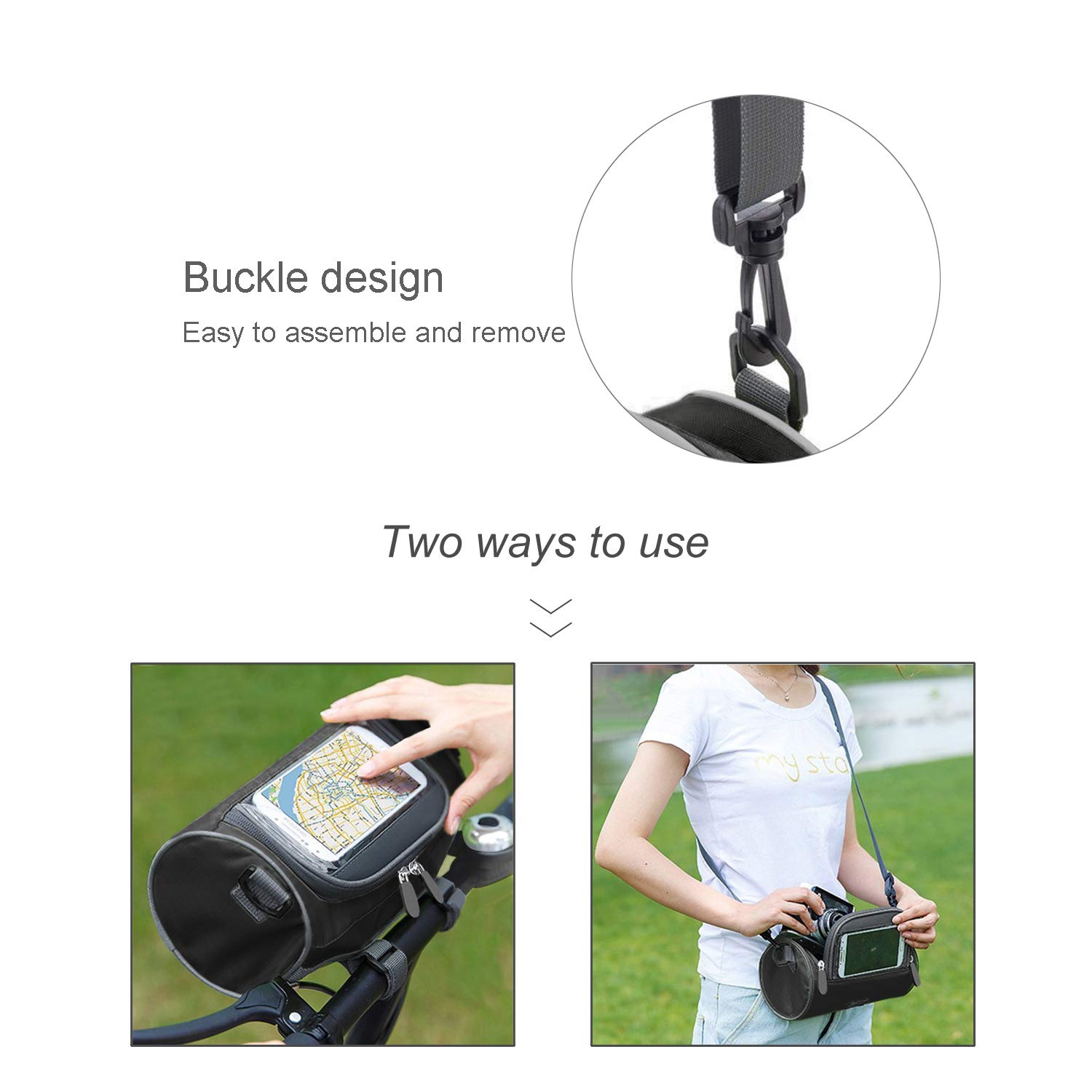 Borsa Da Manubrio Per Bici Impermeabile Con Tasca Touchscreen - Per MTB E Bici Da Strada, Tracolla Rimovibile