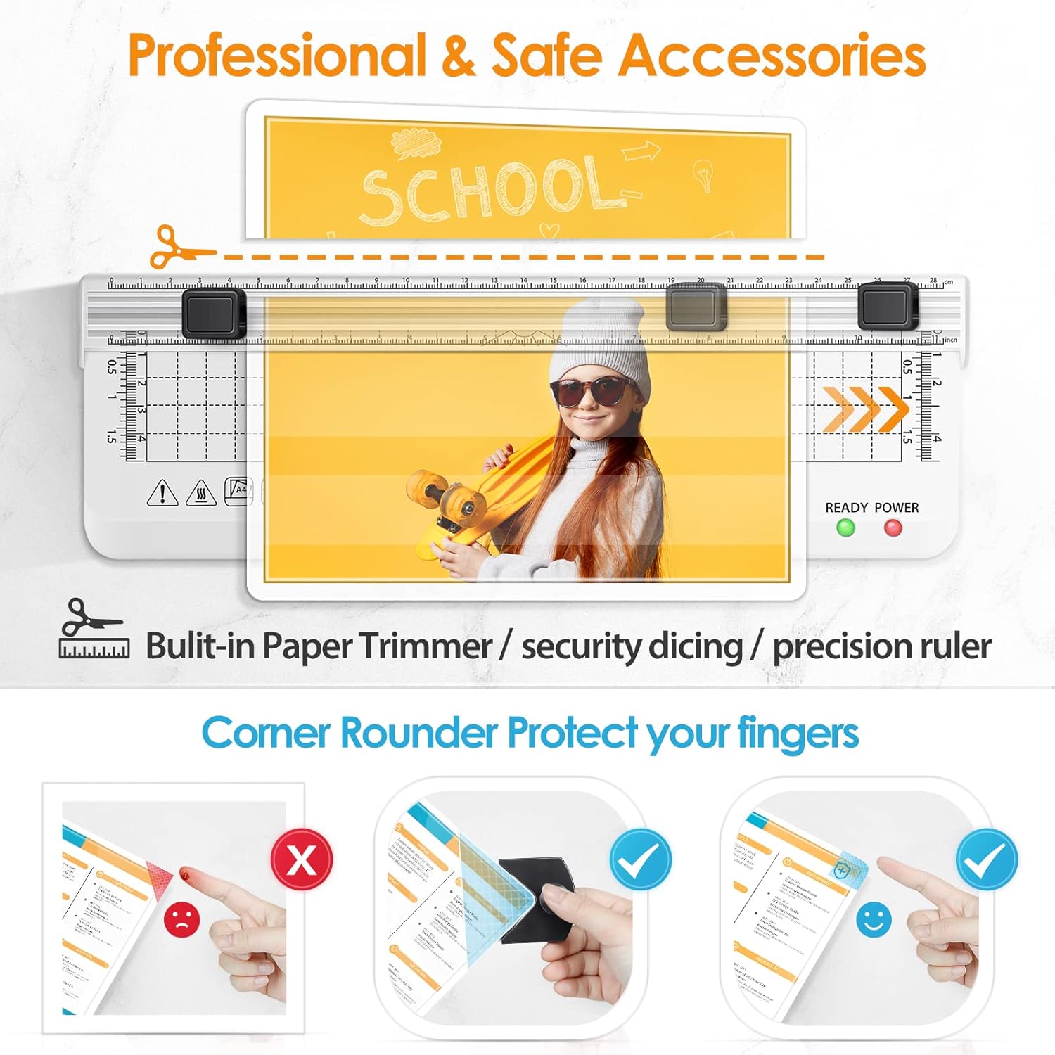 Laminator A4, Laminator Machine 9 Inches with 30pcs Laminating Sheets Pouches, 70s Quick Warm-up Built in Paper Trimmer Corner Rounder, Personal Desktop Laminator for Home/Office/School/Christmas Gift : Everything Else