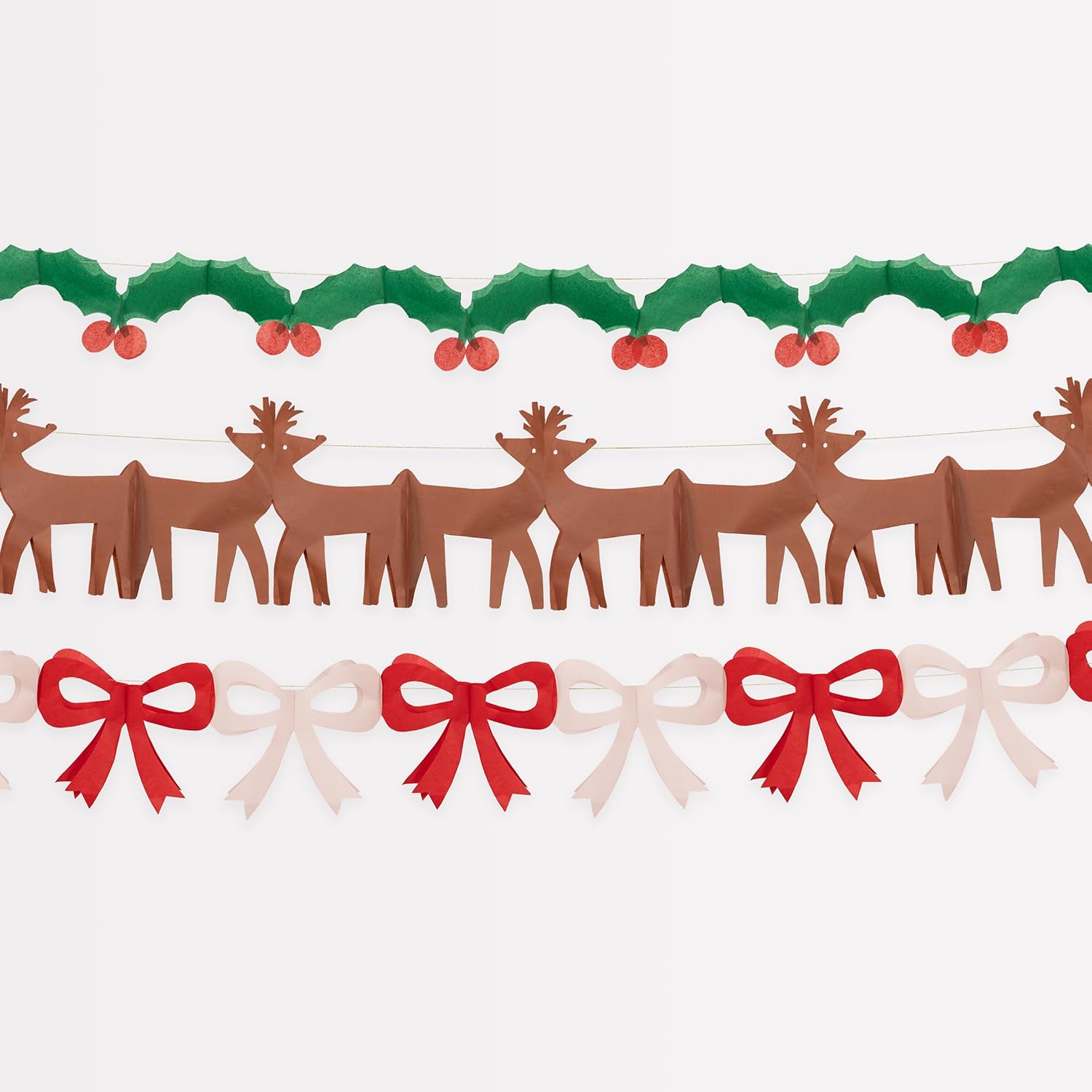 Meri Meri Tissue Paper Classic Christmas Garlands (Pack of 3), 6.5′ Strand Including Excess Cord, 3 Unique Strands, Tissue Paper Garlands, Reusable Hanging Christmas Decorations Meri Meri Tissue Paper Classic Christmas Garlands (Pack of 3), 6.5′ Strand Including Excess Cord, 3 Unique Strands, Tissue Paper Garlands, Reusable Hanging Christmas Decorations