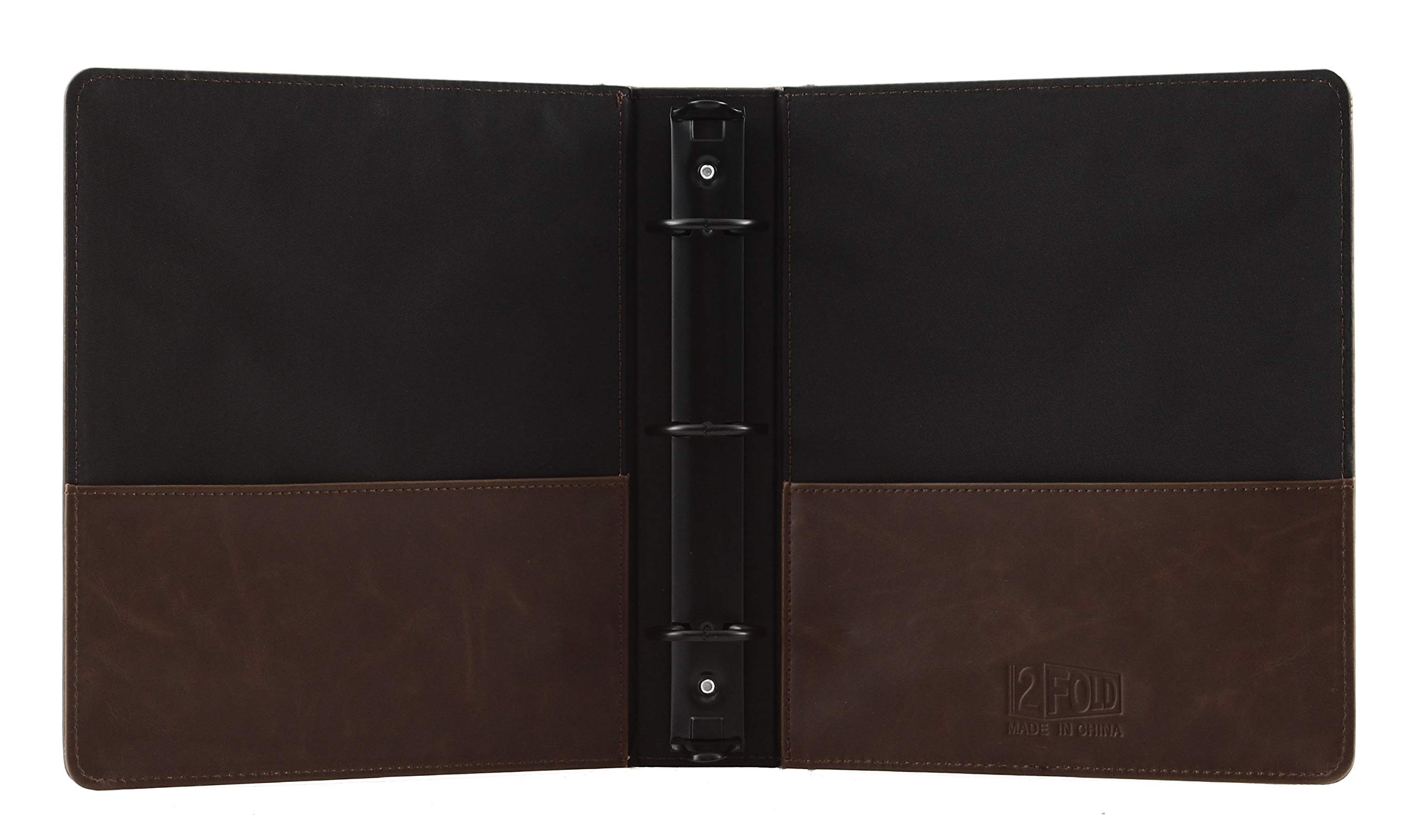 2Fold Supply Petit classeur de 3,8 cm à 3 anneaux de 24,1 x 20,3 cm en cuir synthétique vintage – Convient pour carnet de notes de 21,6 x 14 cm. Utilisation comme organisateur de papier, livre de