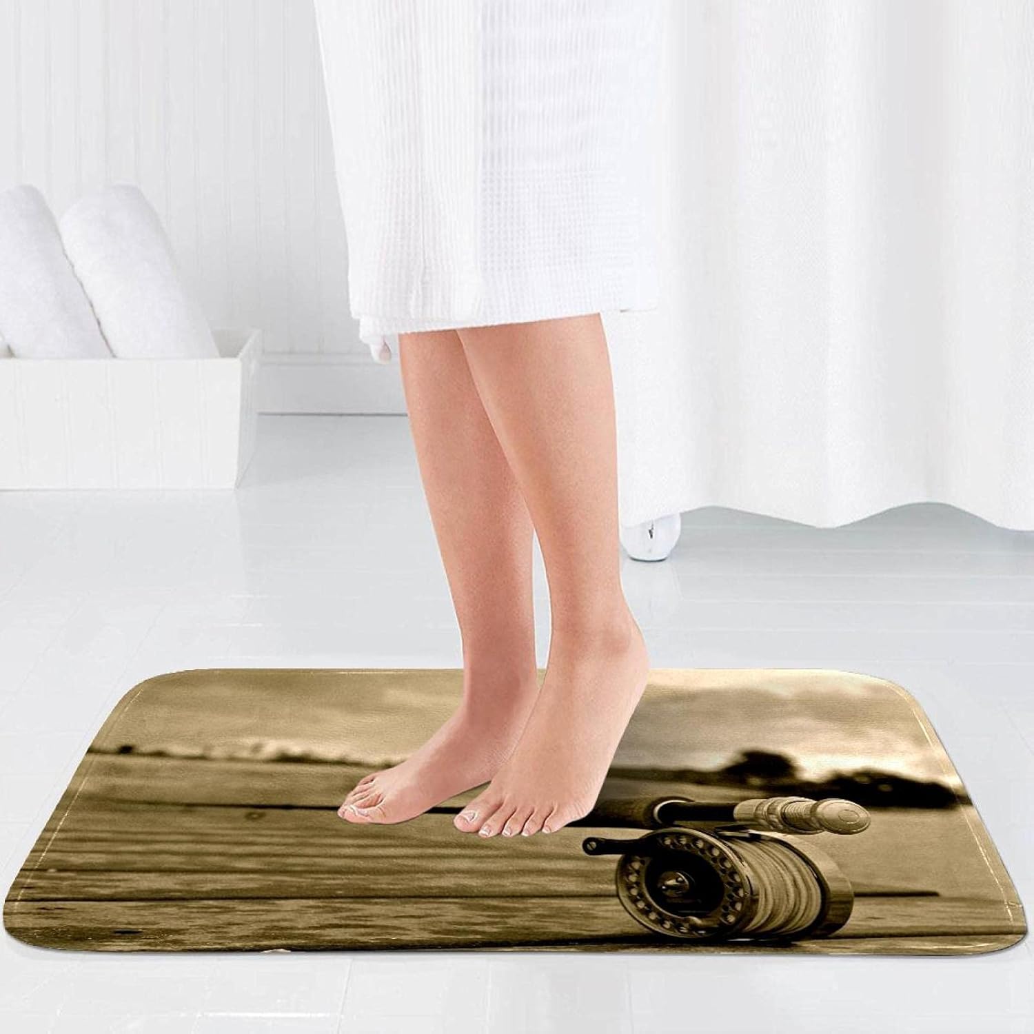 Set of 2 Fly Fishing Sport 70.8 in Shower Curtain and Mat Set, Waterproof Fabric Bathroom Curtain and Rug Set with Hooks : Home & Kitchen